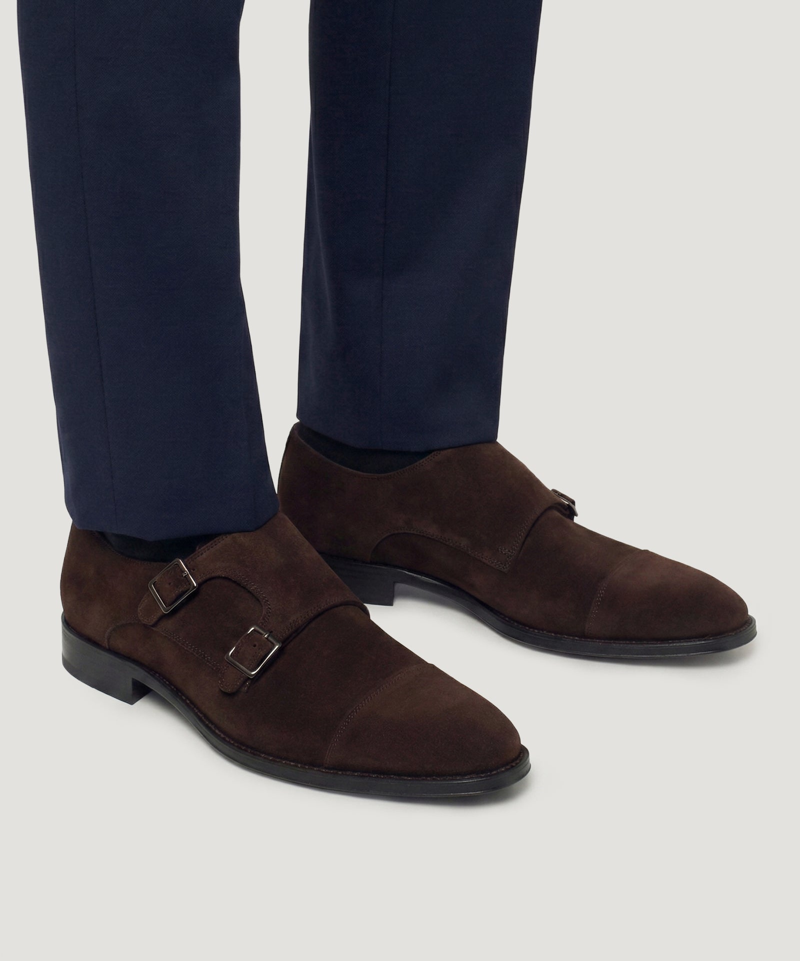 SOCI3TY Limited Fashion Double monk gespschoen suède donkerbruin - THE SOCIETY SHOP