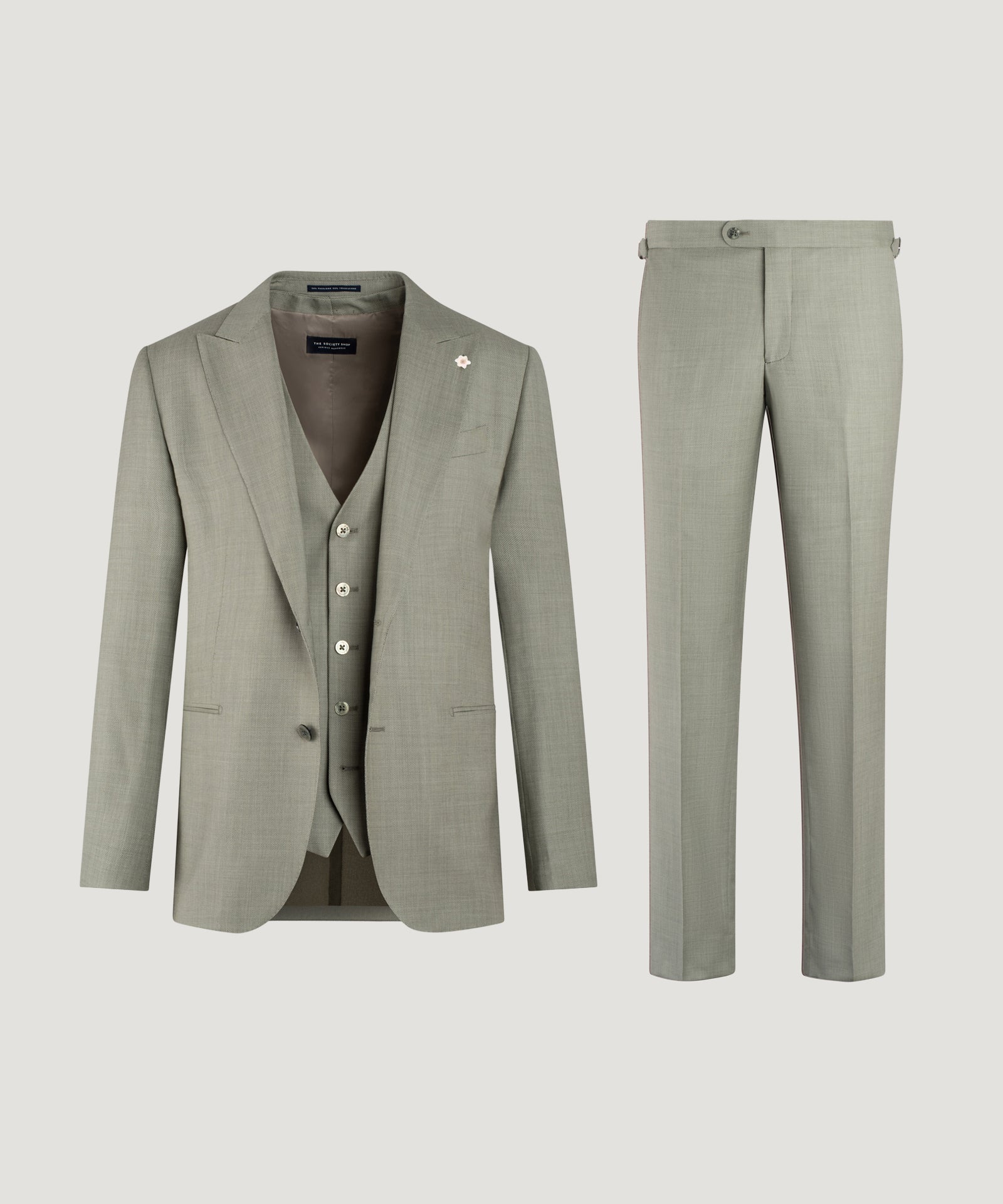 SOCI3TY Limited Fashion Driedelig pak wol birdseye lichtgroen - THE SOCIETY SHOP