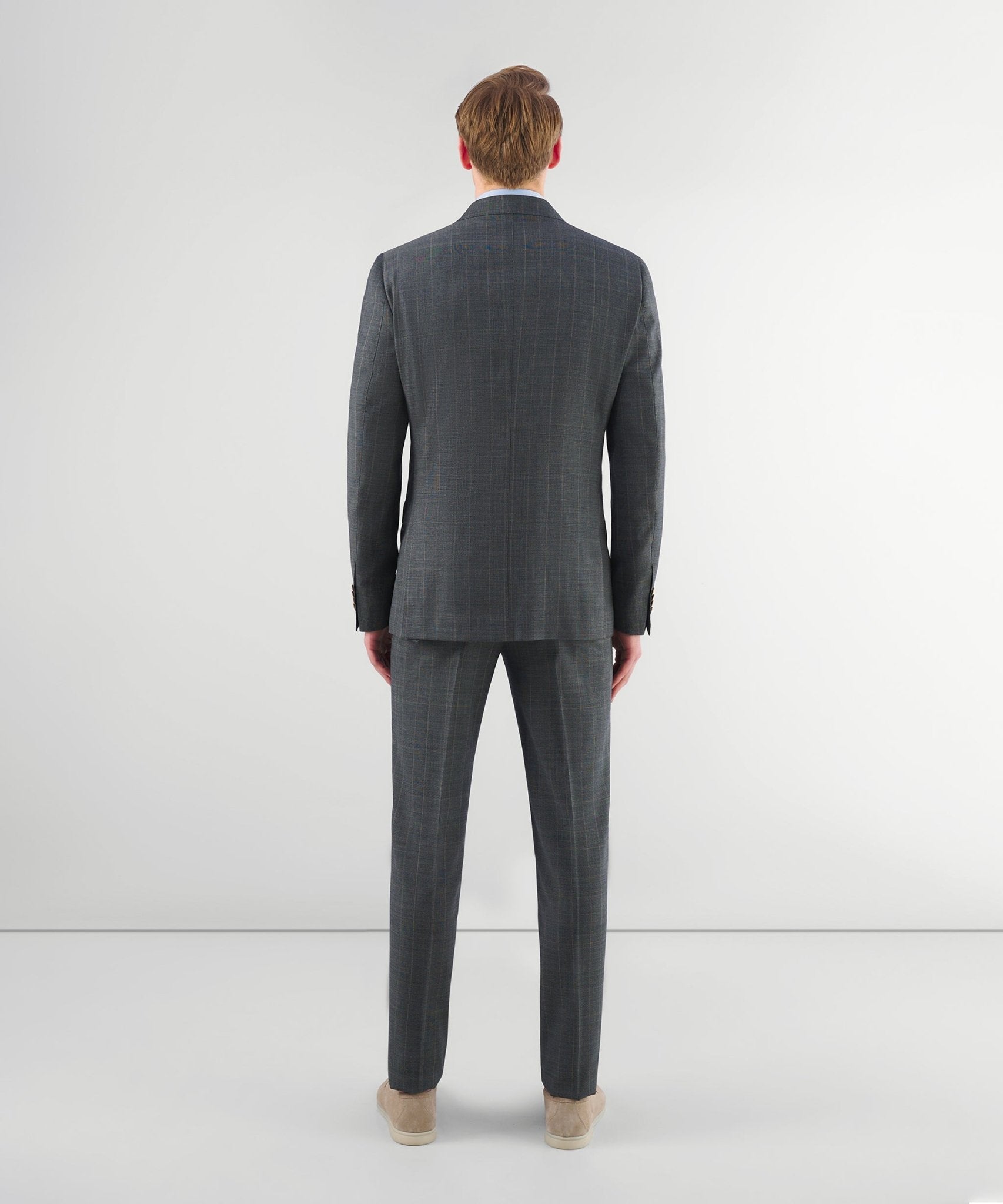 SOCI3TY Driedelig pak wol grijs geruit - The Society Shop