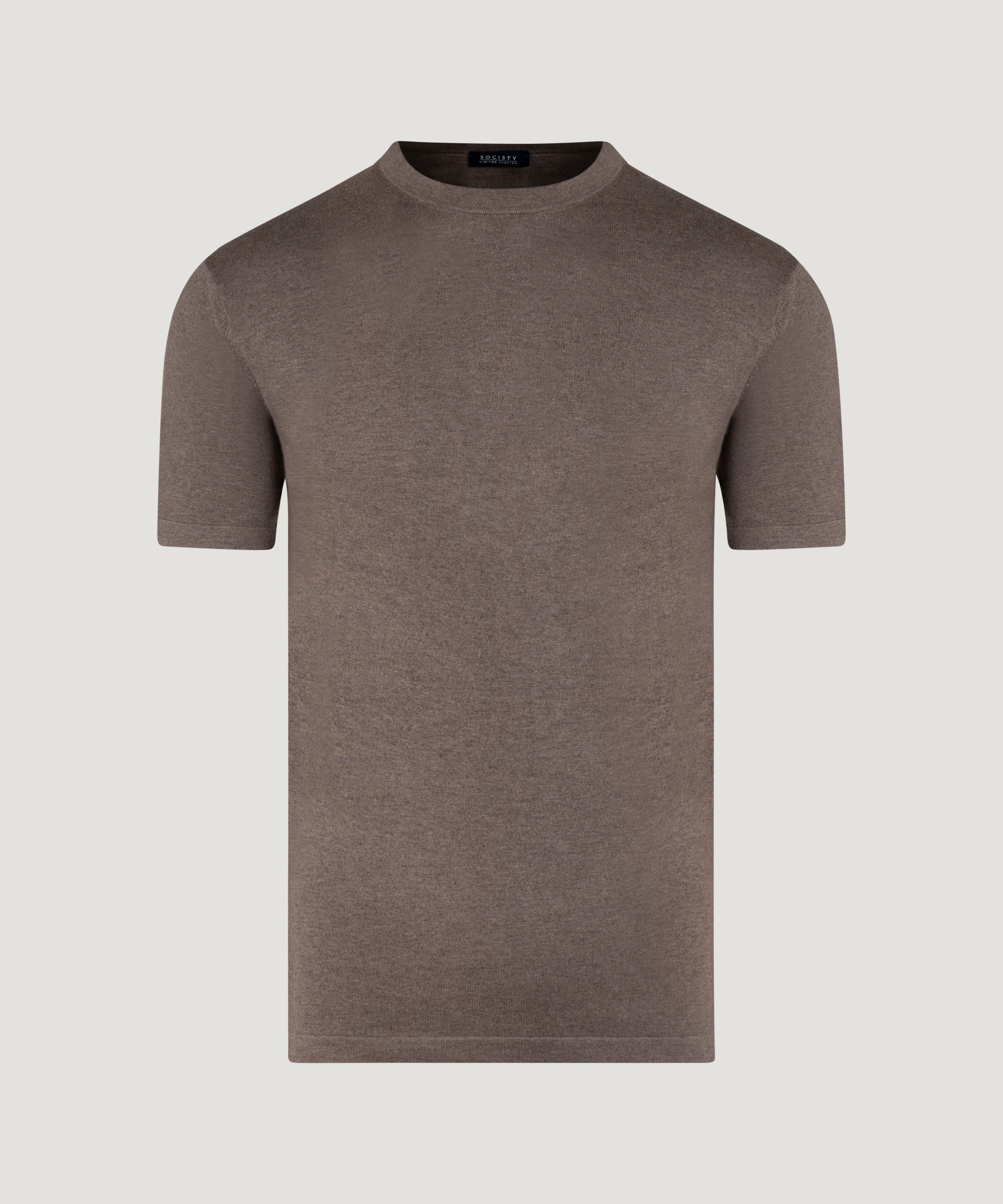 Knitted T-shirt katoen/zijde/kasjmier taupe