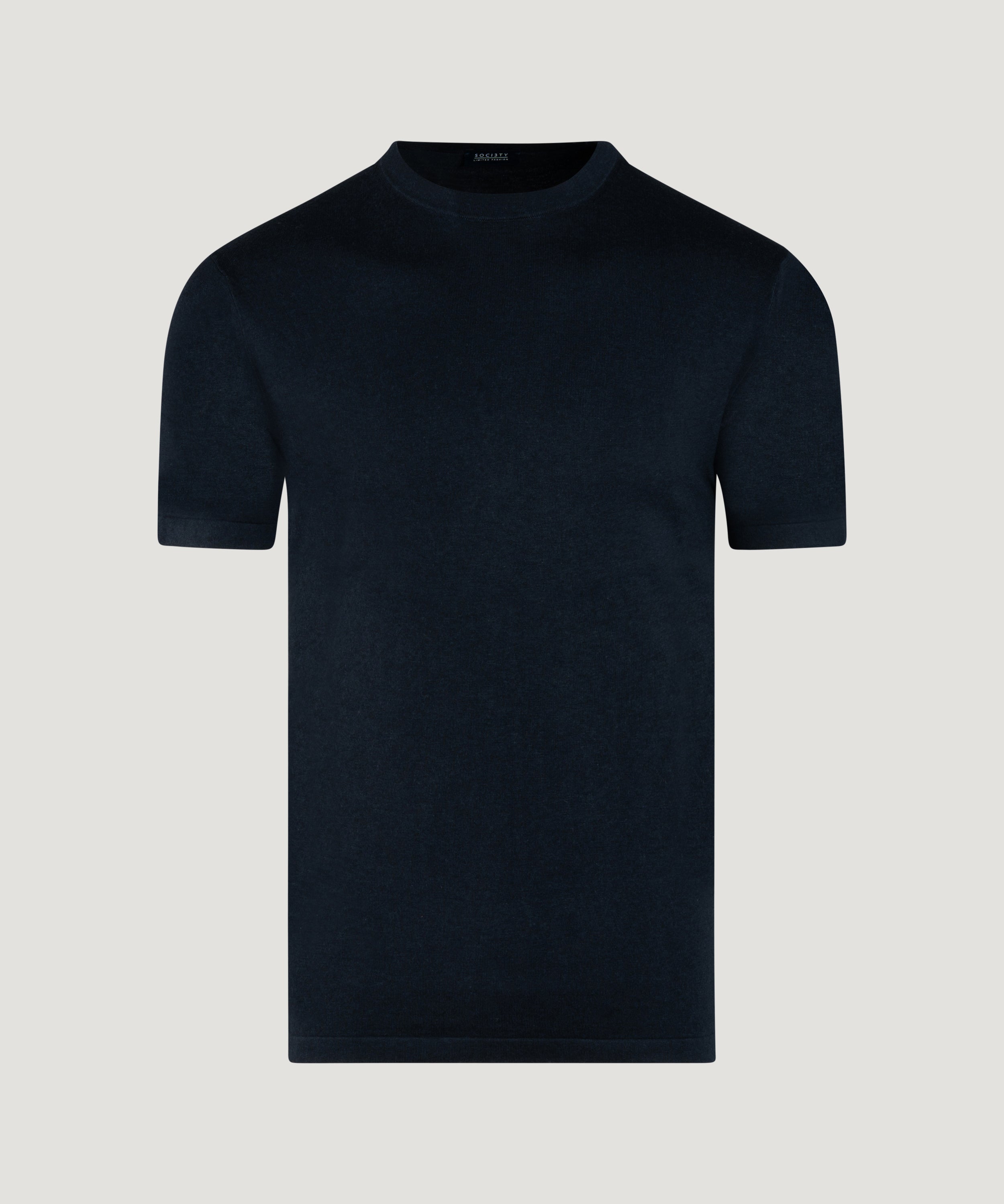 Knitted T-shirt katoen/zijde/kasjmier donkerblauw