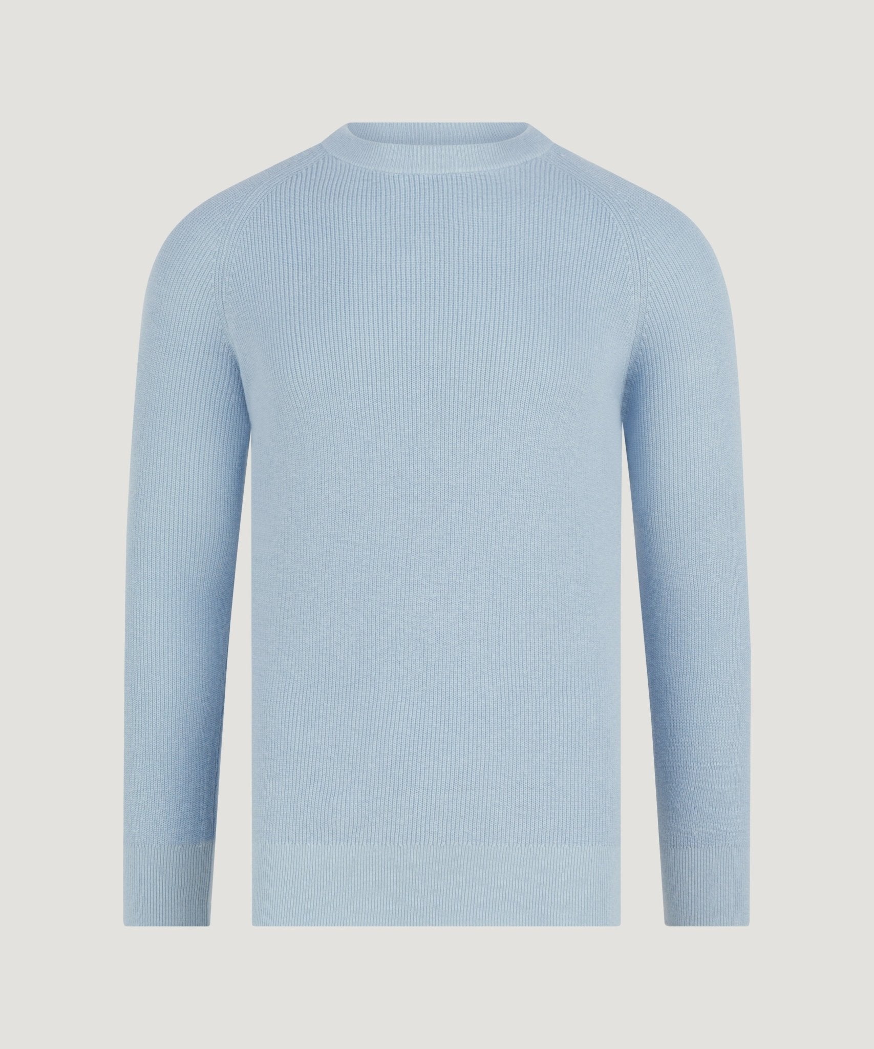 SOCI3TY Fisherman ribbed trui crewneck katoen linnen lichtblauw - THE SOCIETY SHOP