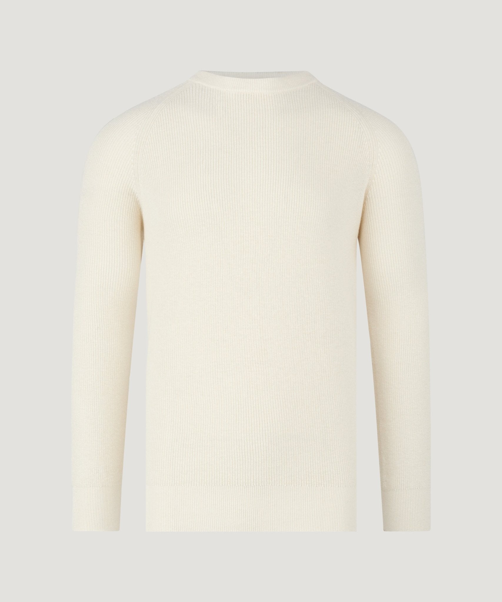 SOCI3TY Fisherman ribbed trui crewneck katoen off - white - THE SOCIETY SHOP