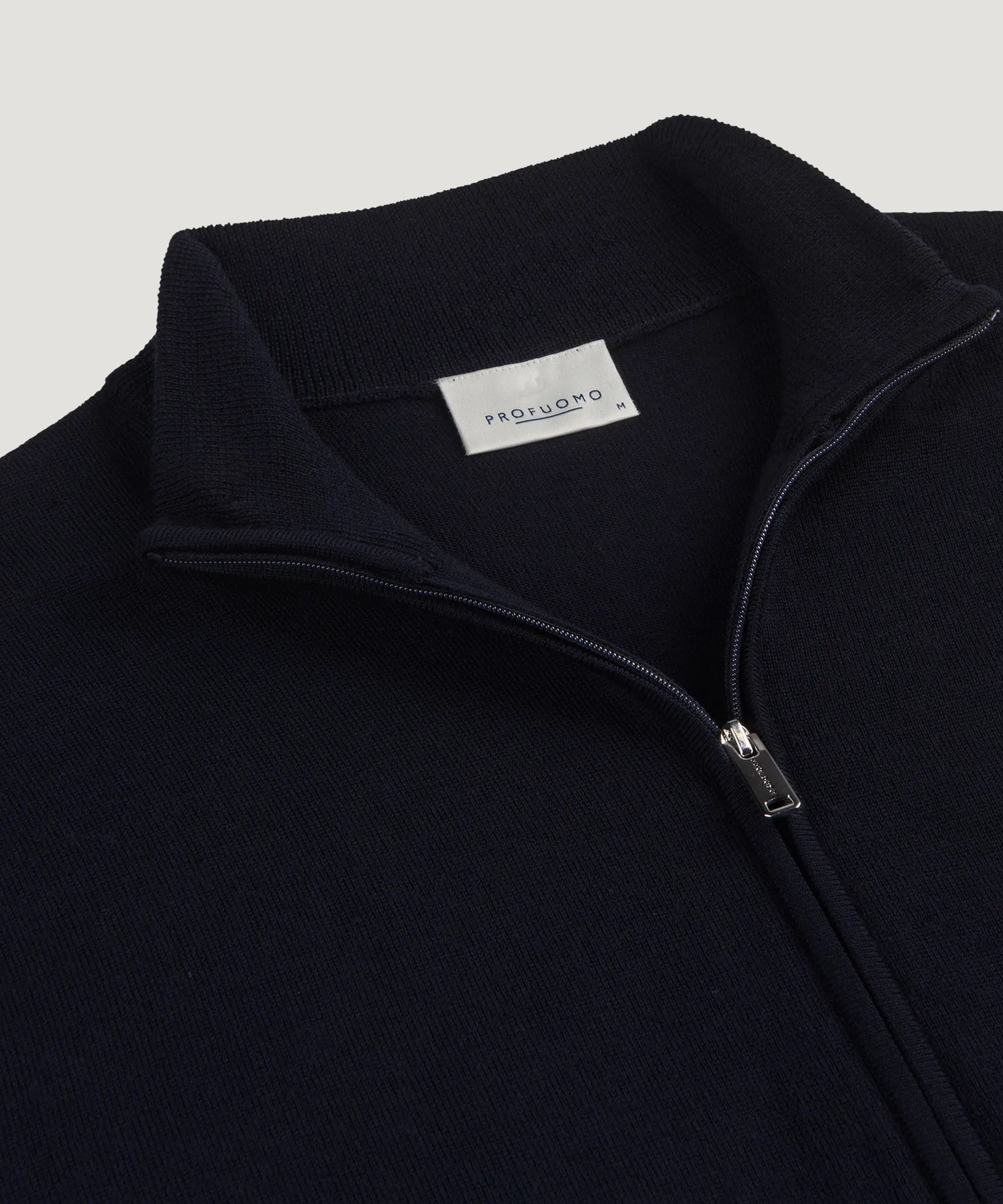 Profuomo Full - zip merino cardigan donkerblauw - THE SOCIETY SHOP