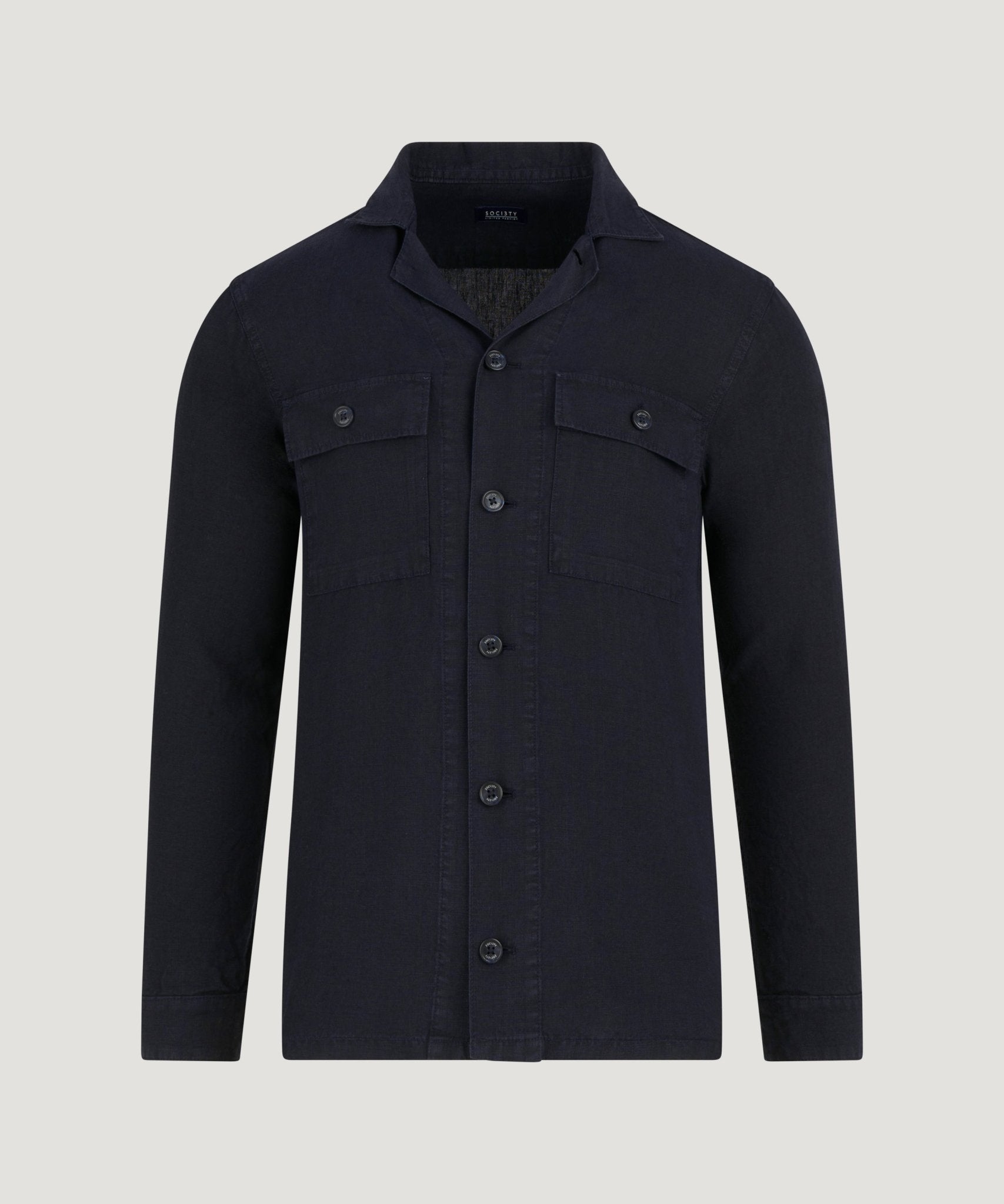 SOCI3TY Gaia overshirt gewassen linnen donkerblauw - THE SOCIETY SHOP