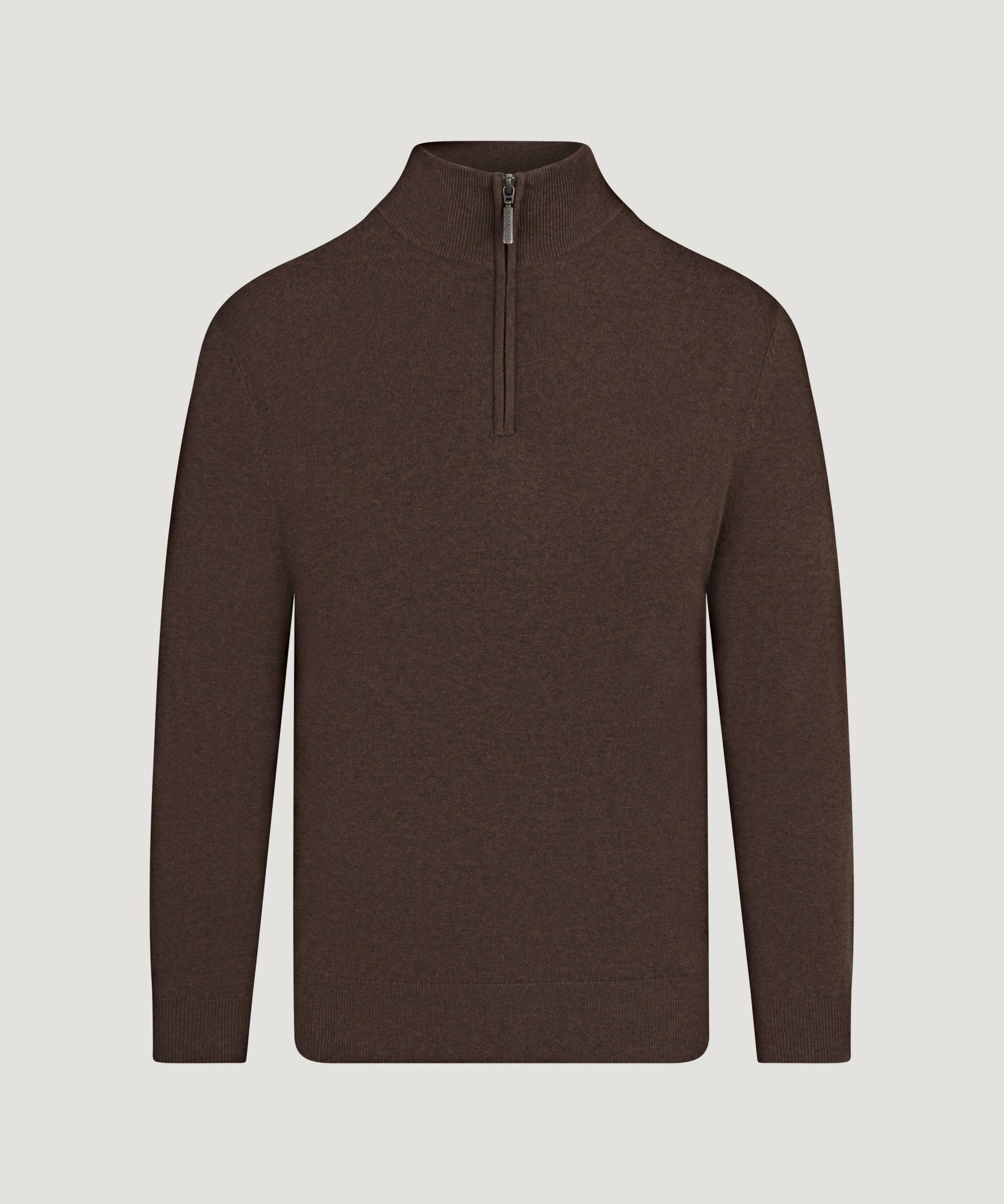 SOCI3TY Limited Fashion Half-zip trui Cotton Cashmere donkerbruin - THE SOCIETY SHOP