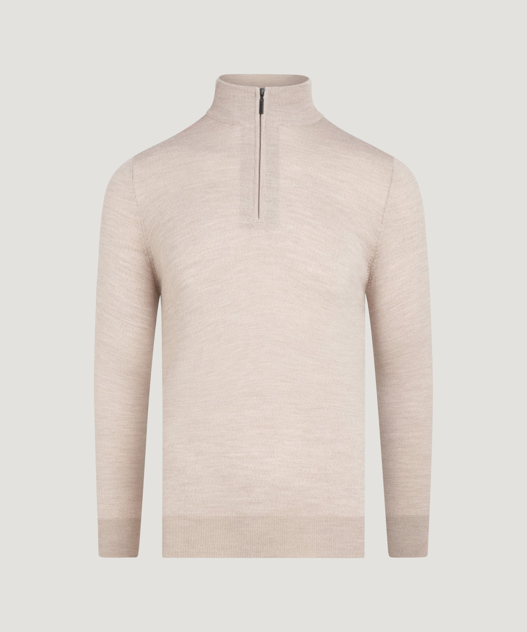 SOCI3TY Limited Fashion Half - zip trui fine merino beige - THE SOCIETY SHOP