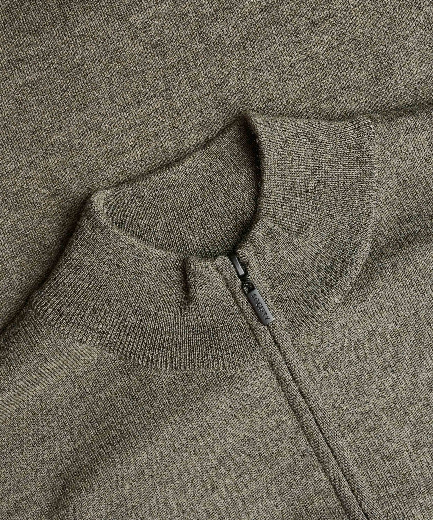 SOCI3TY Limited Fashion Half - zip trui fine merino groen gemêleerd - THE SOCIETY SHOP