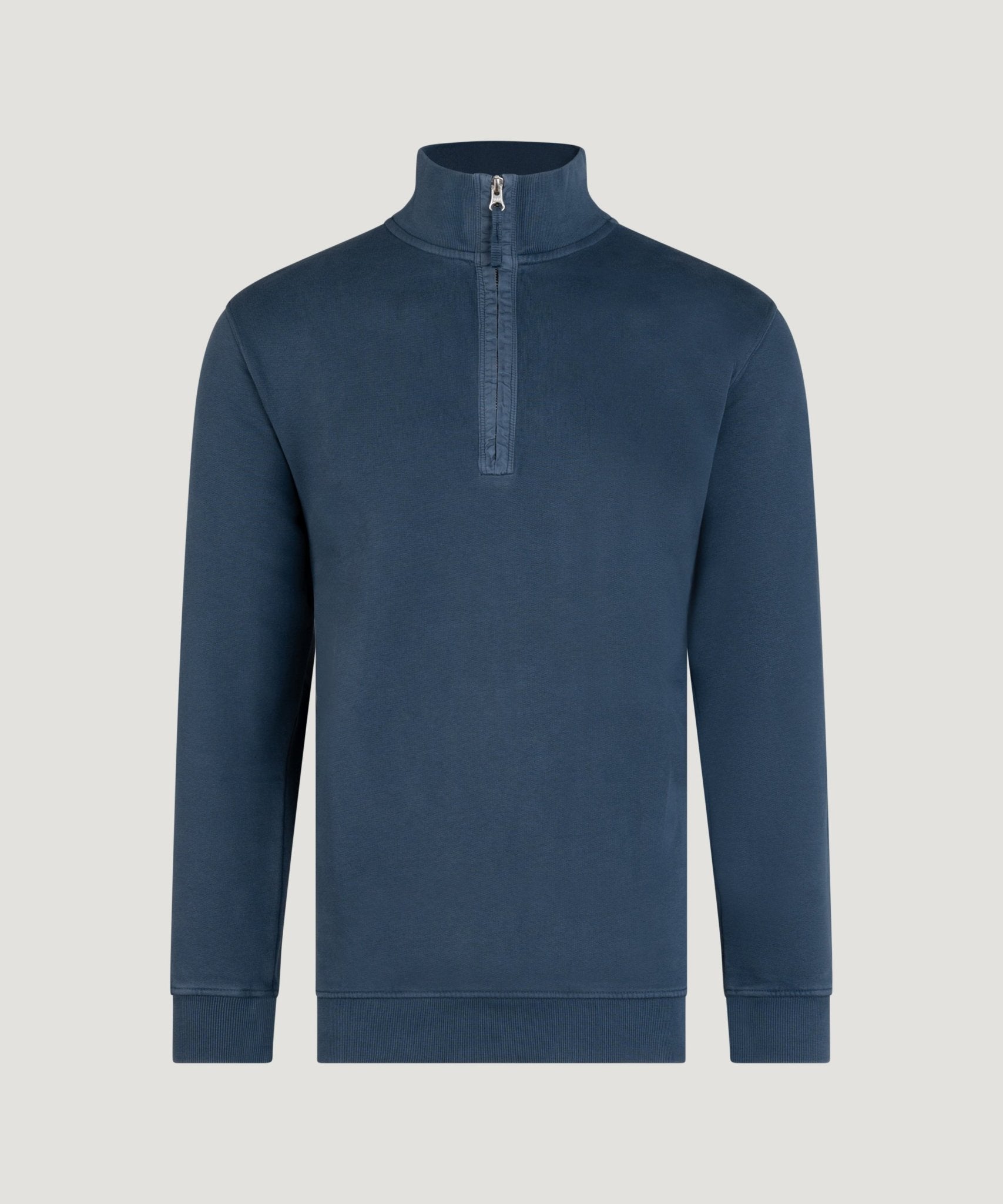 SOCI3TY Limited Fashion Half - zip trui garment - dyed mercerized katoen blauw - THE SOCIETY SHOP