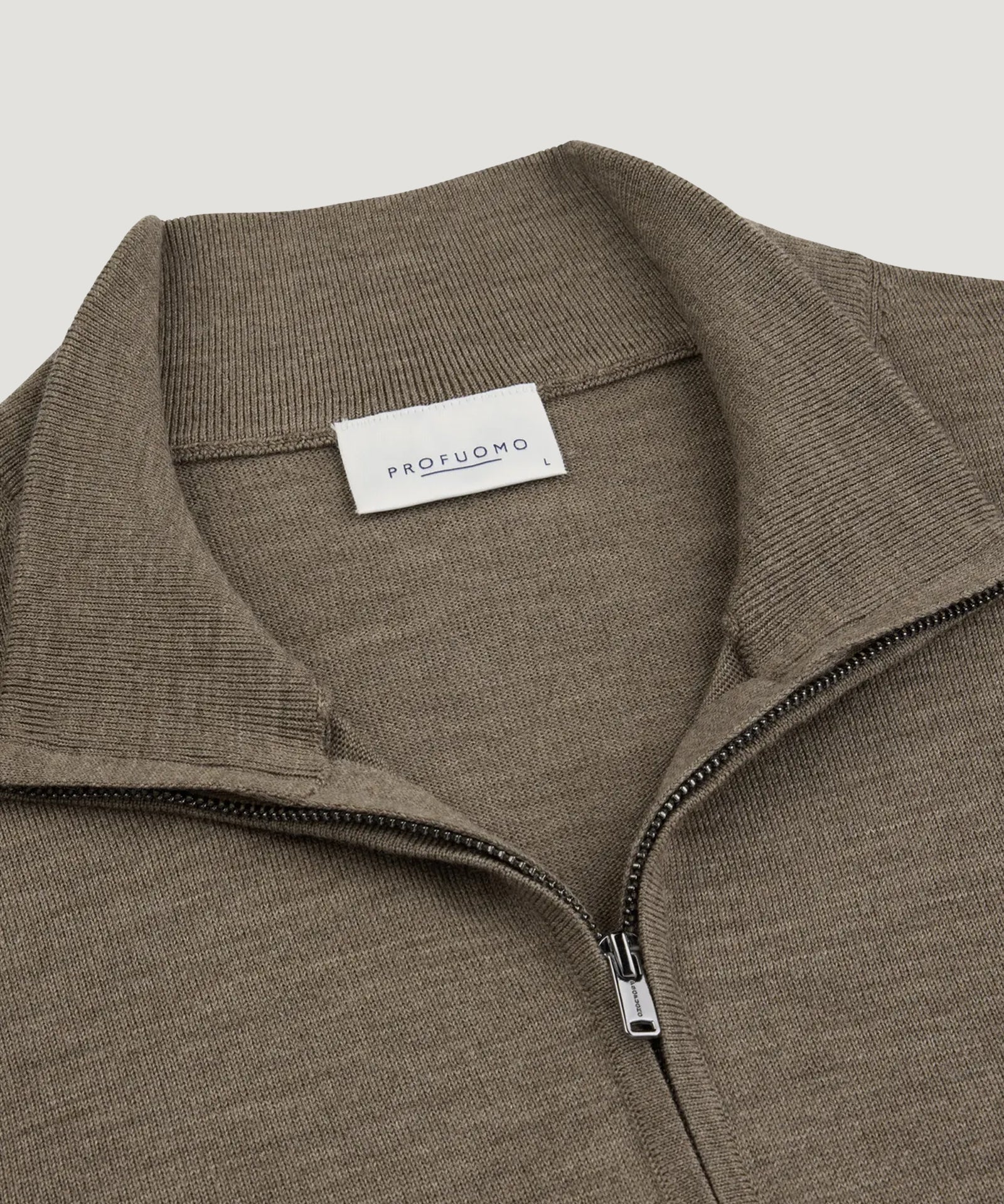 Profuomo Half-zip trui merino bruin - THE SOCIETY SHOP