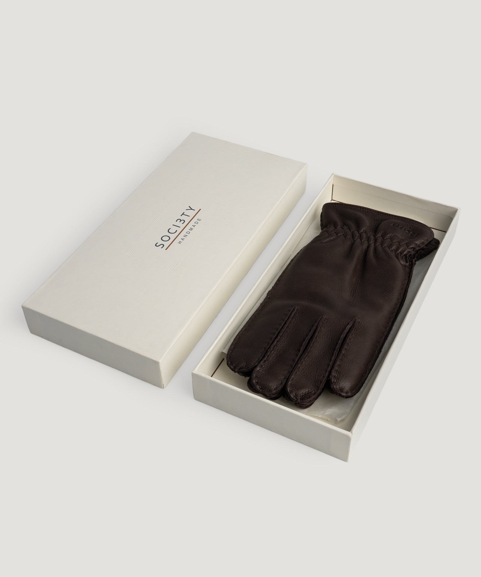 SOCI3TY Handmade Handschoenen leer donkerbruin - THE SOCIETY SHOP