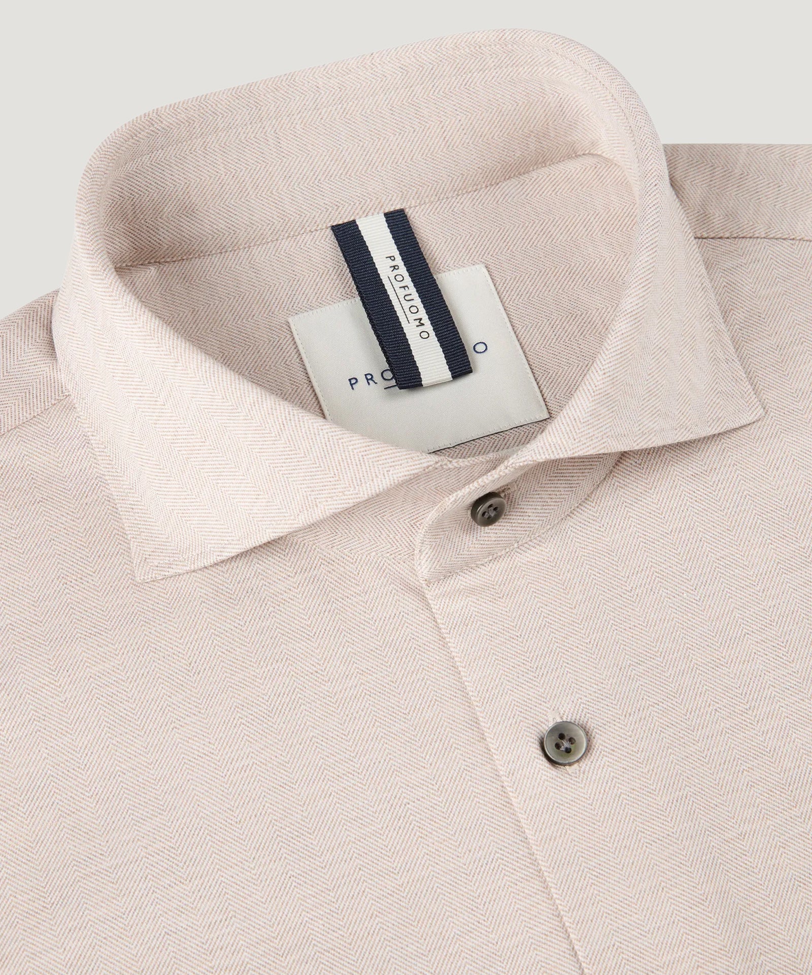 Profuomo Herringbone knitted overhemd beige - THE SOCIETY SHOP