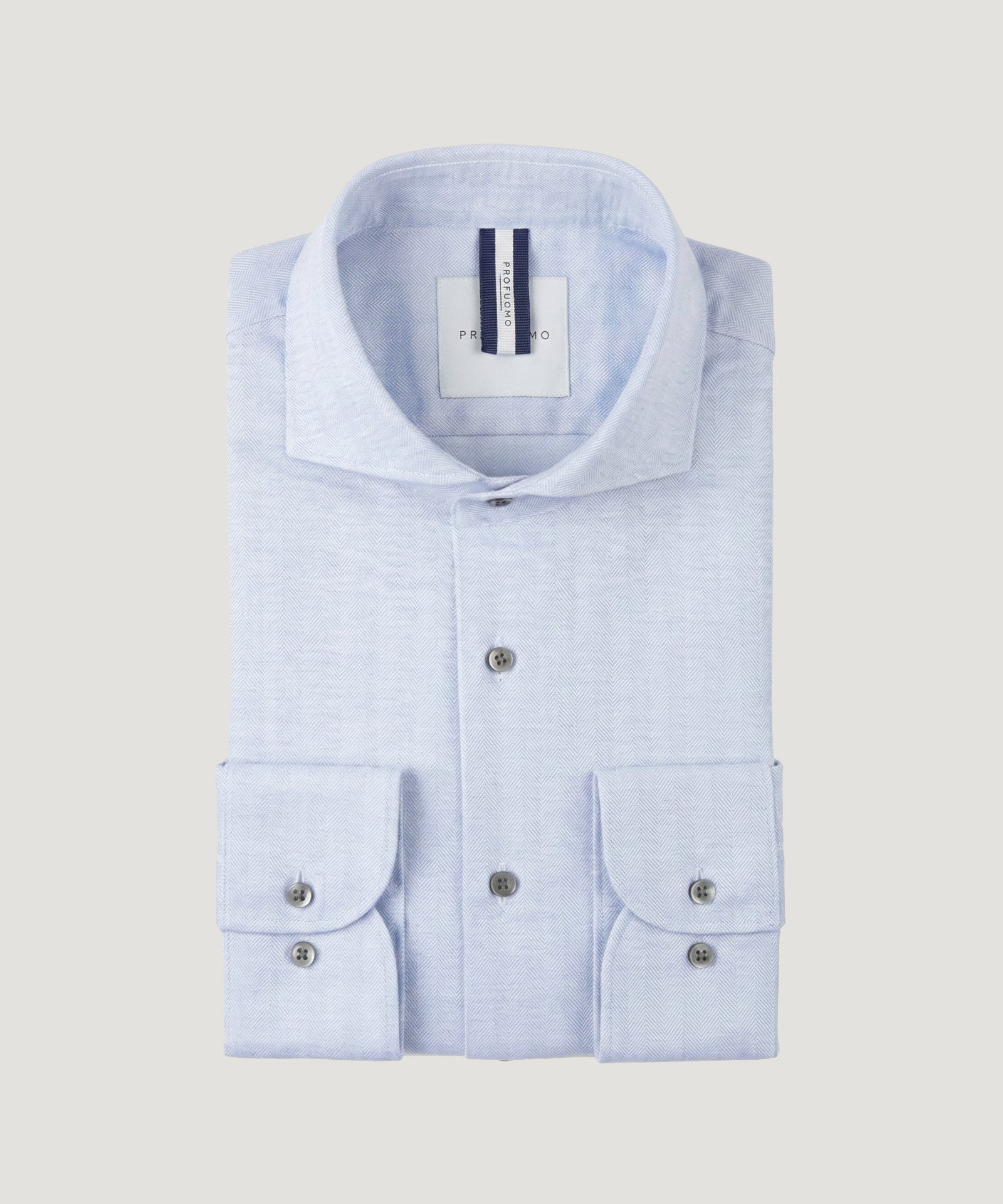 Profuomo Herringbone knitted overhemd lichtblauw - THE SOCIETY SHOP