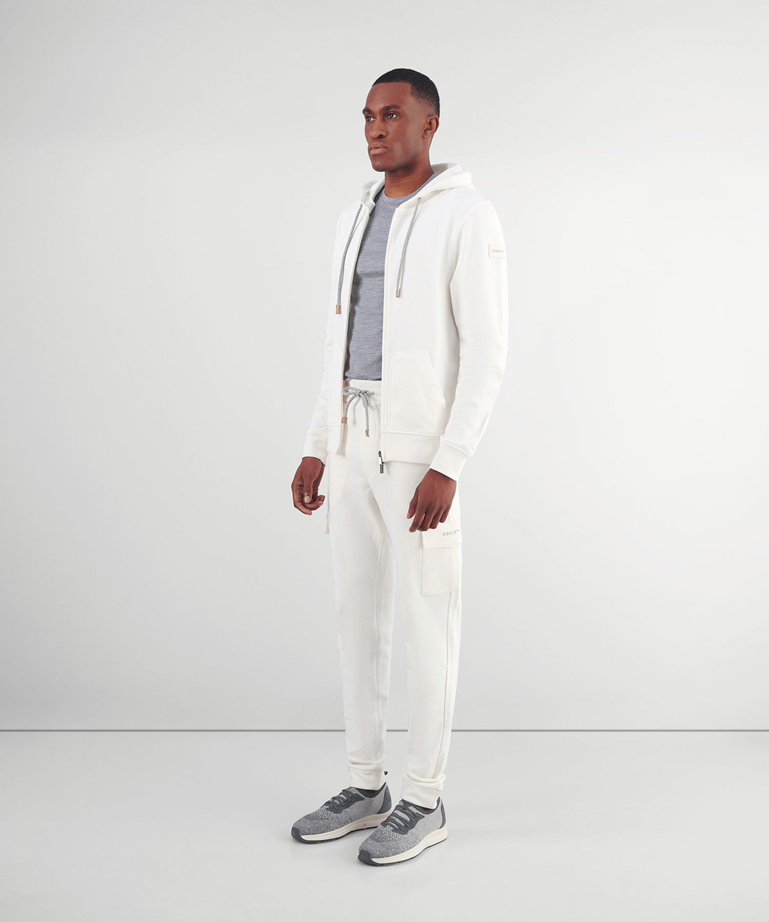 SOCI3TY Hooded sweatvest off-white katoen - The Society Shop