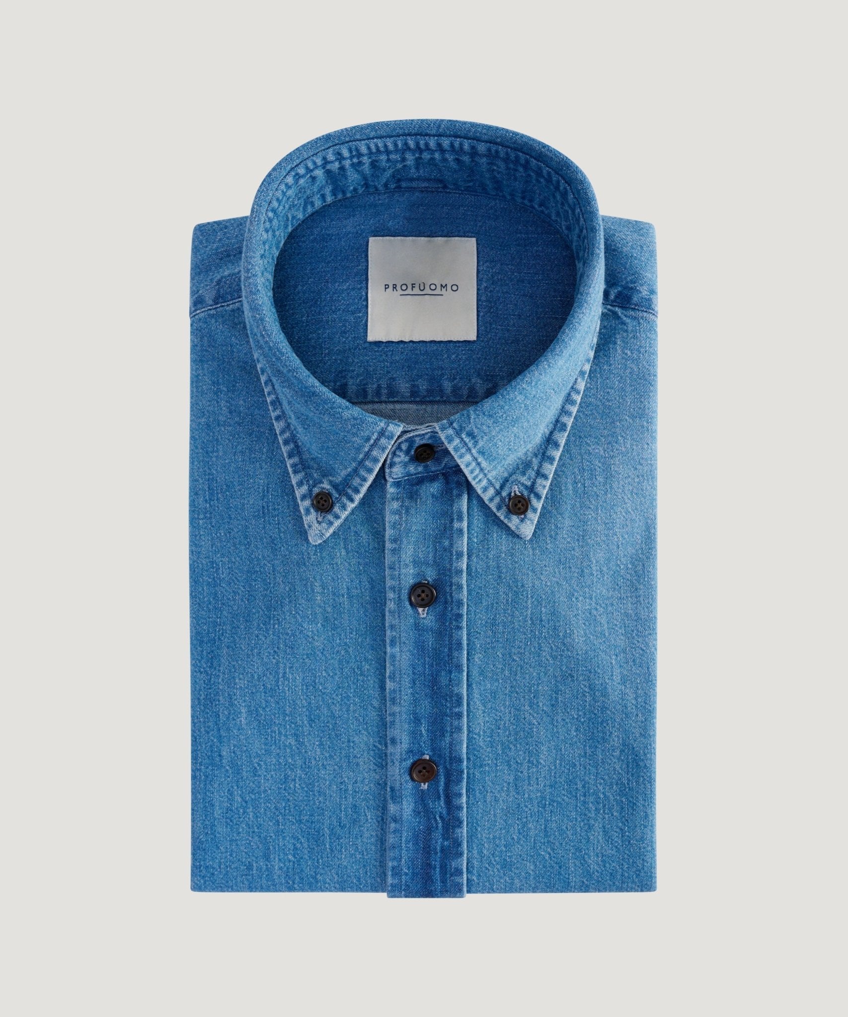 Profuomo Japanese denim overhemd katoen blauw - The Society Shop