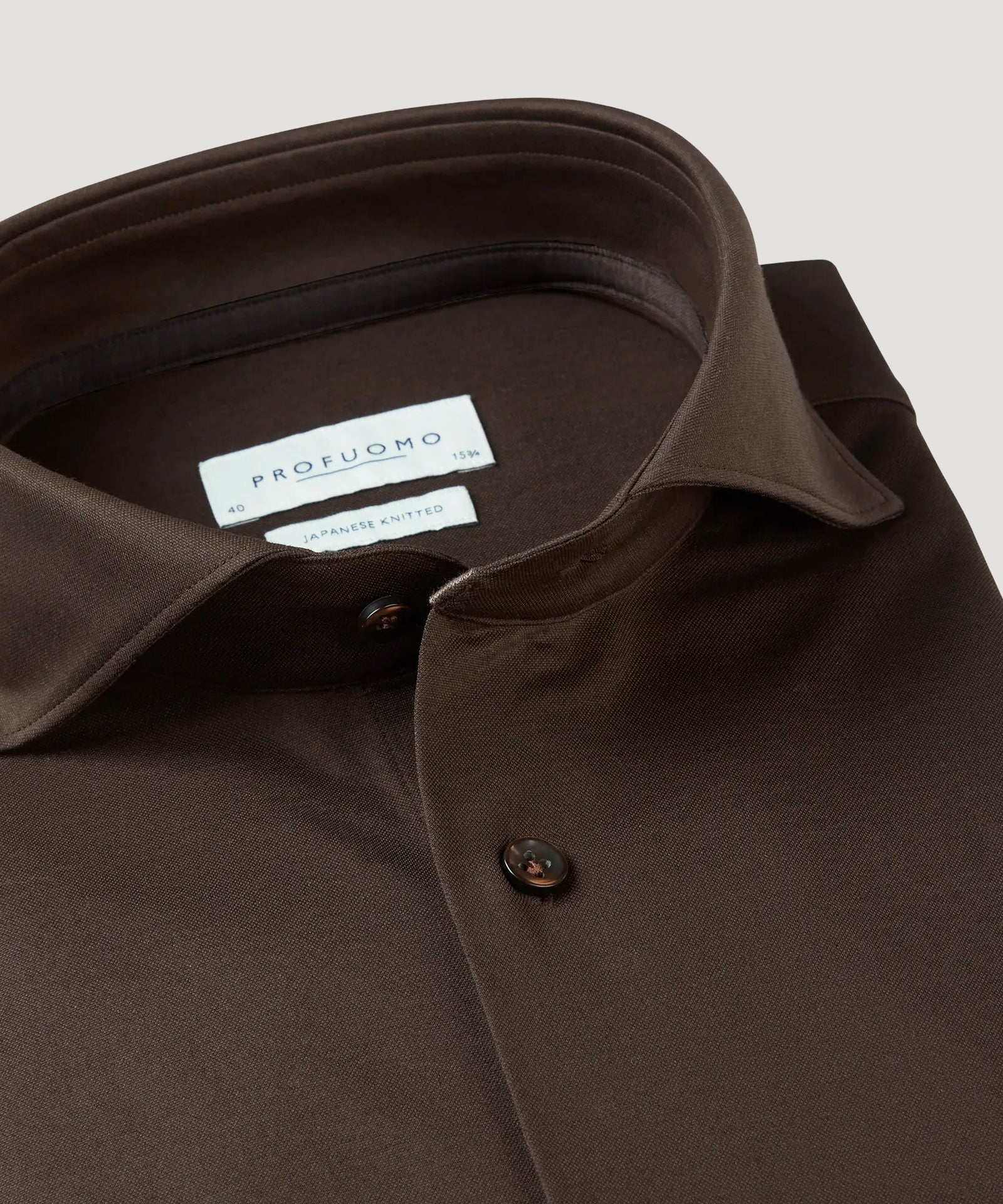 Profuomo Japanese knitted overhemd donkerbruin - THE SOCIETY SHOP