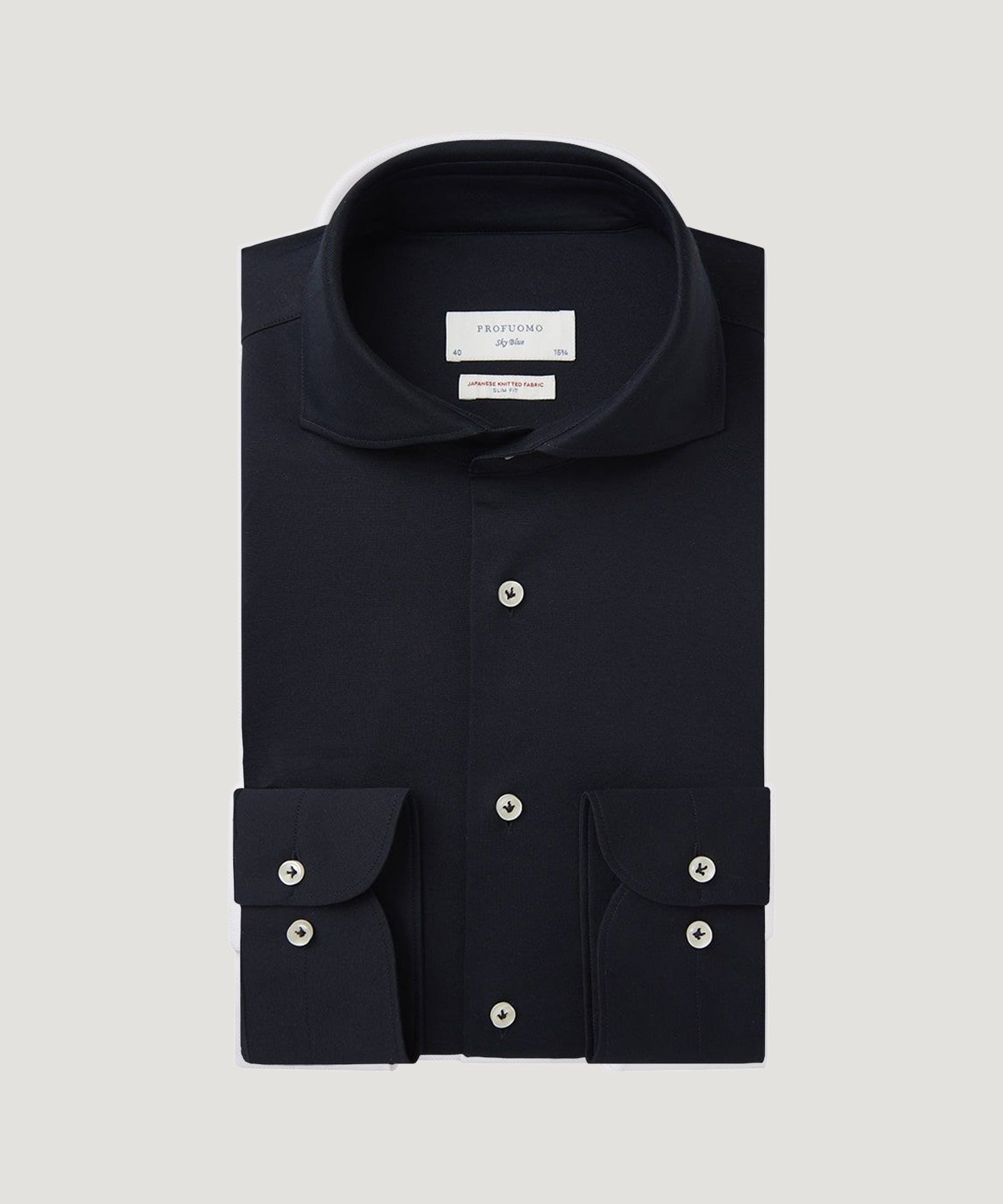 Profuomo Japanese knitted overhemd katoenmix donkerblauw - THE SOCIETY SHOP