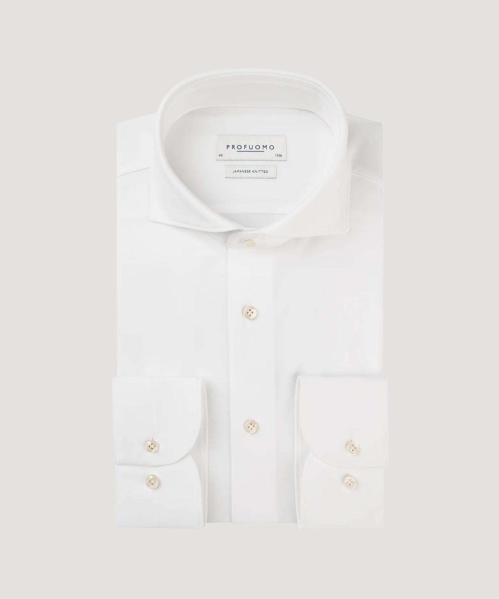 Profuomo Japanese knitted overhemd wit katoen - The Society Shop