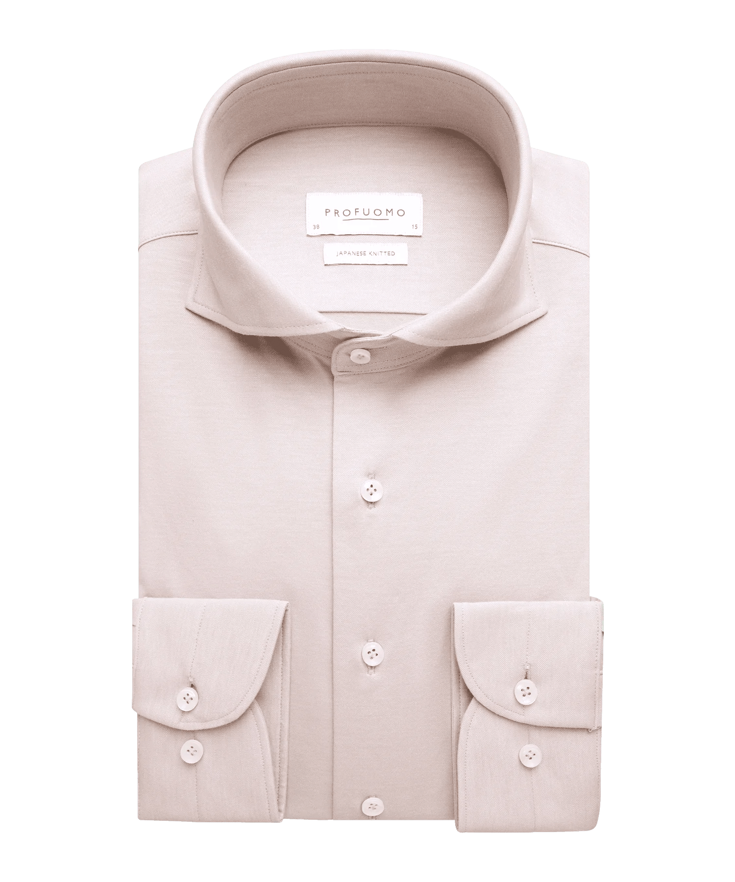 Profuomo Japanese knitted shirt katoen lichtbruin - The Society Shop