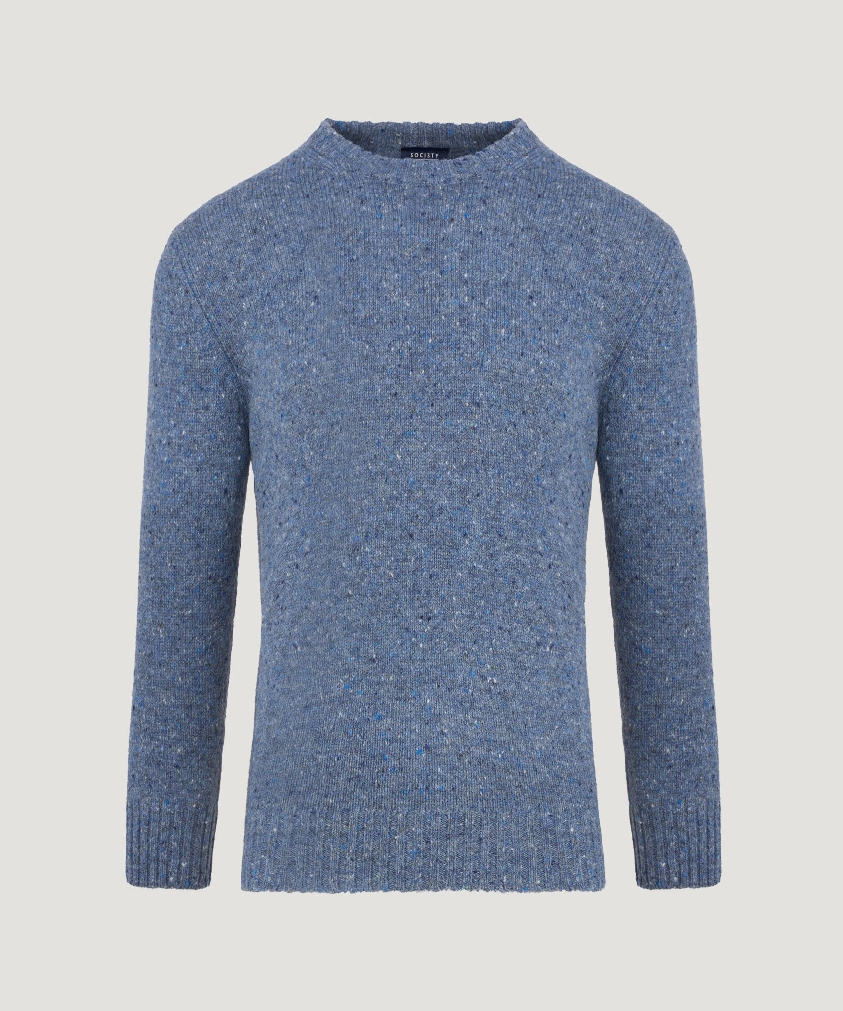 SOCI3TY Knitted crewneck trui Donegal wol blauw - THE SOCIETY SHOP
