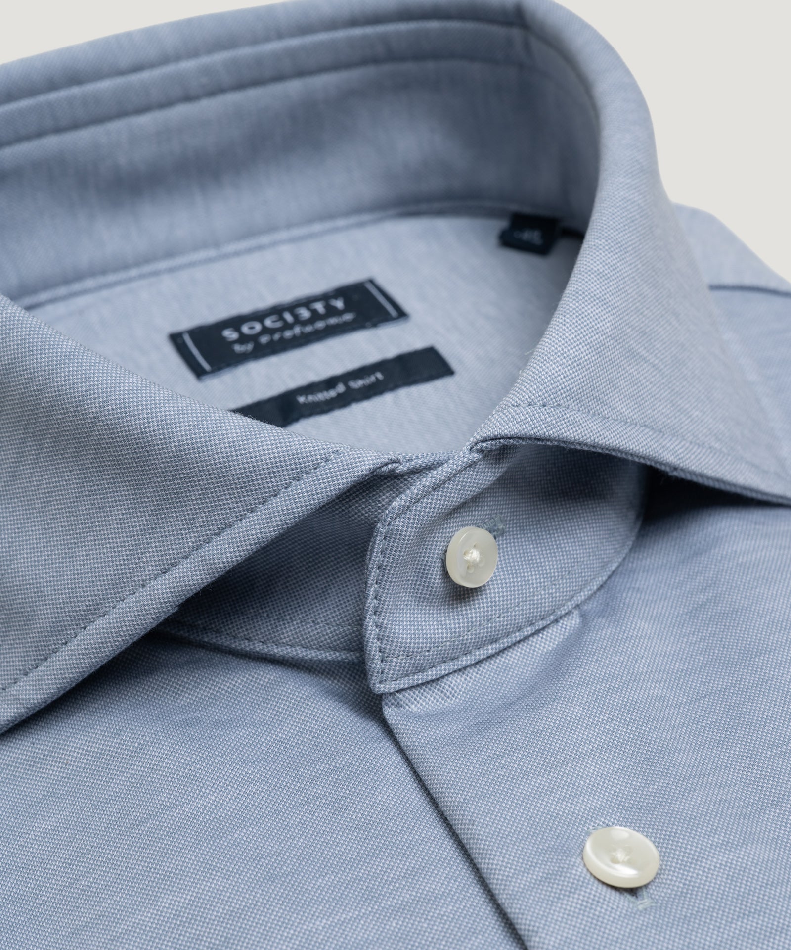 SOCI3TY by Profuomo Knitted overhemd katoen blauw - THE SOCIETY SHOP