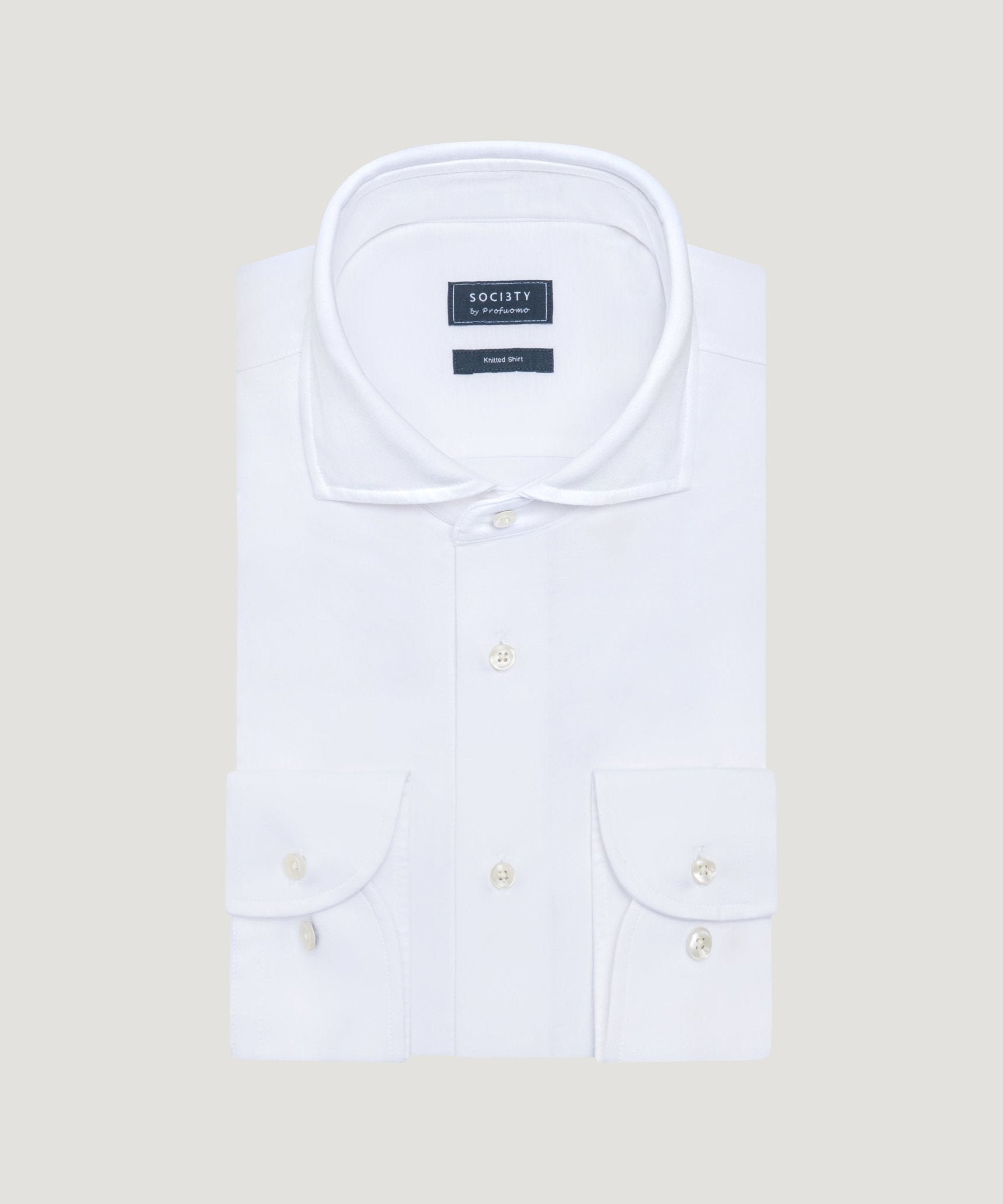 SOCI3TY by Profuomo Knitted overhemd katoen wit - THE SOCIETY SHOP