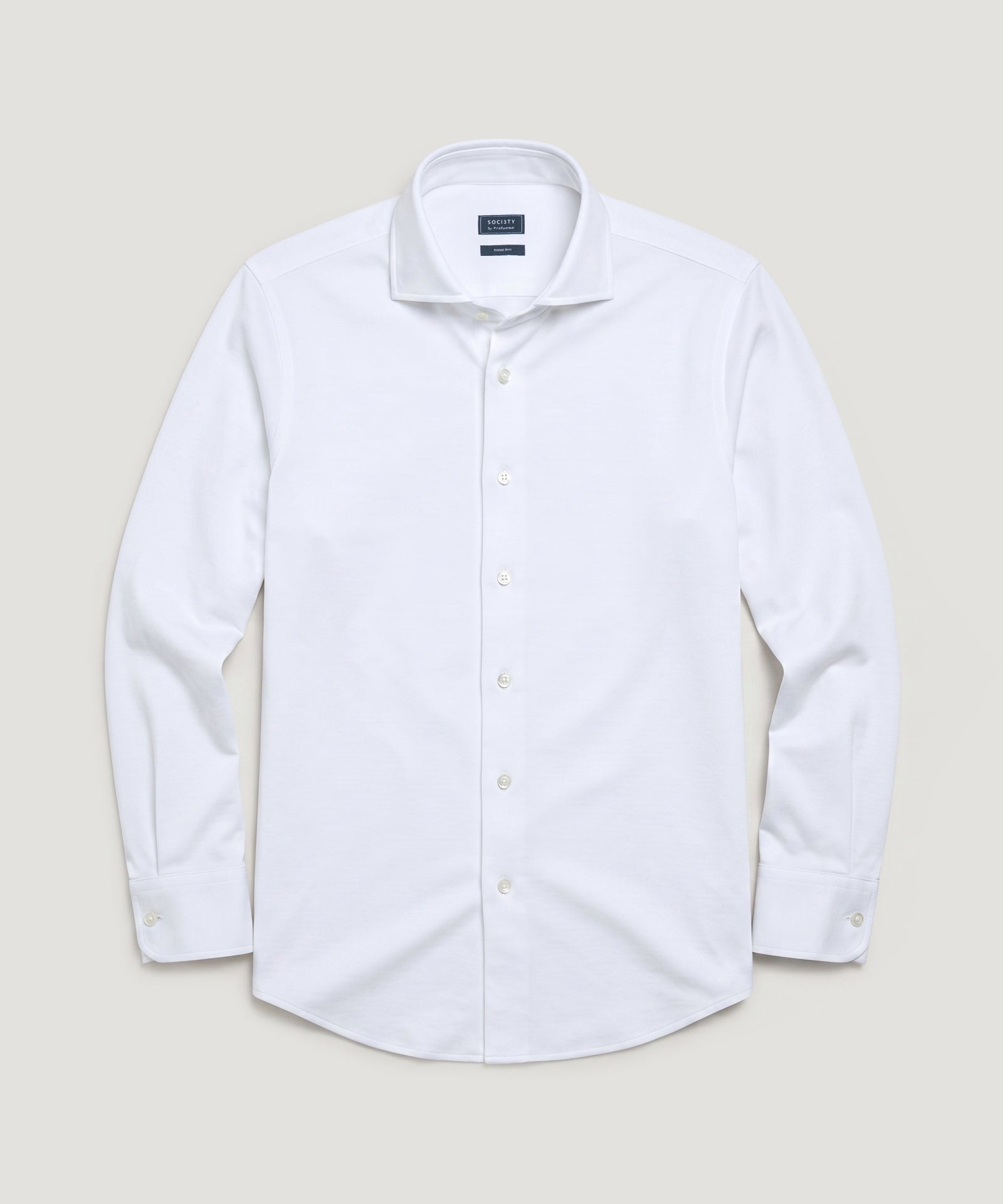 SOCI3TY by Profuomo Knitted overhemd katoen wit - THE SOCIETY SHOP