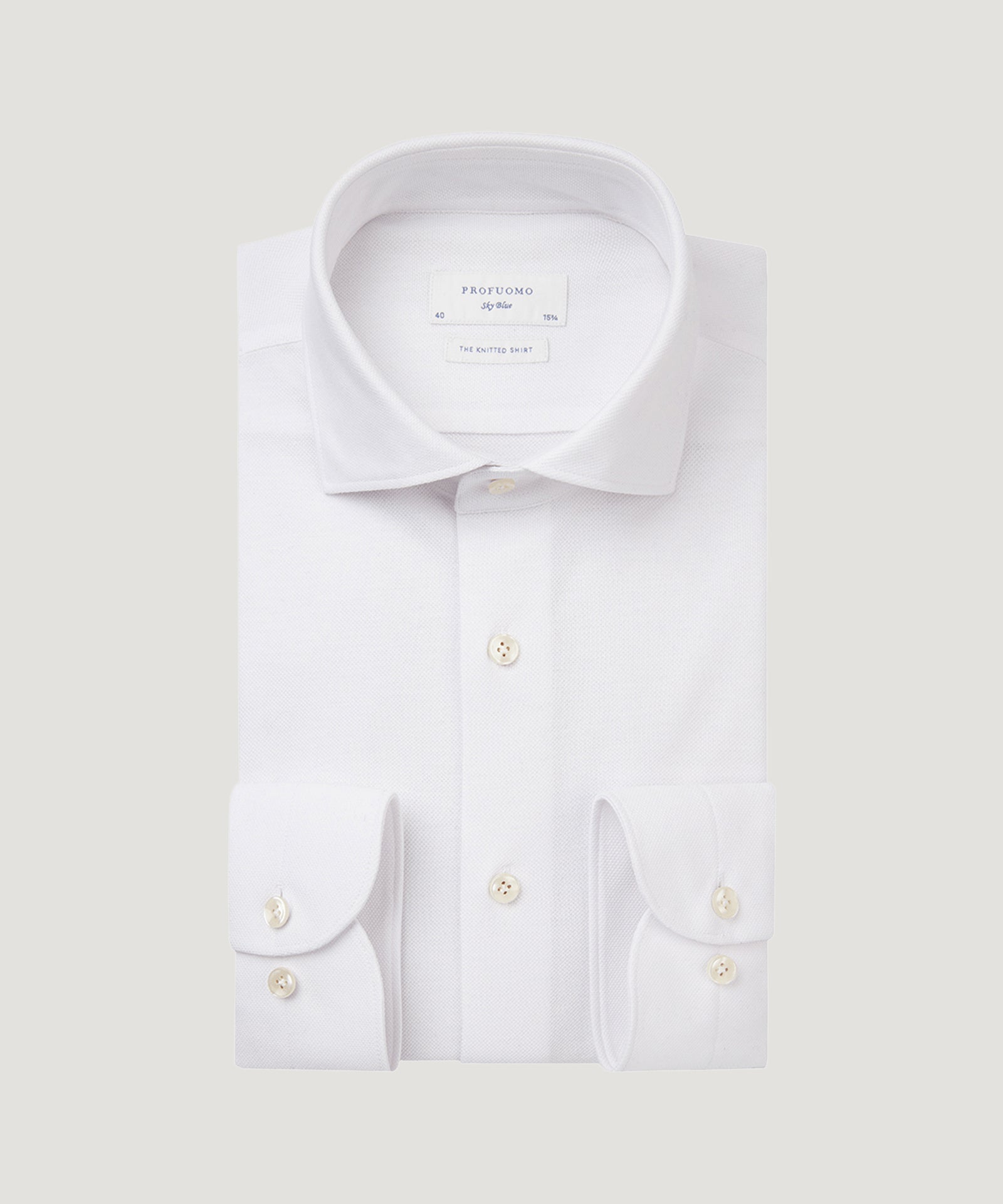 Profuomo Knitted overhemd katoen wit - THE SOCIETY SHOP