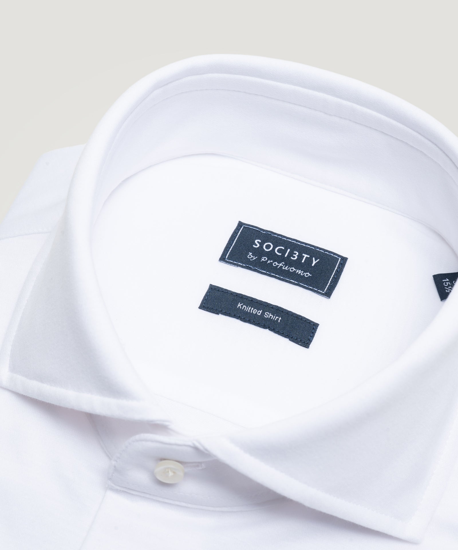 SOCI3TY by Profuomo Knitted overhemd katoen wit - THE SOCIETY SHOP