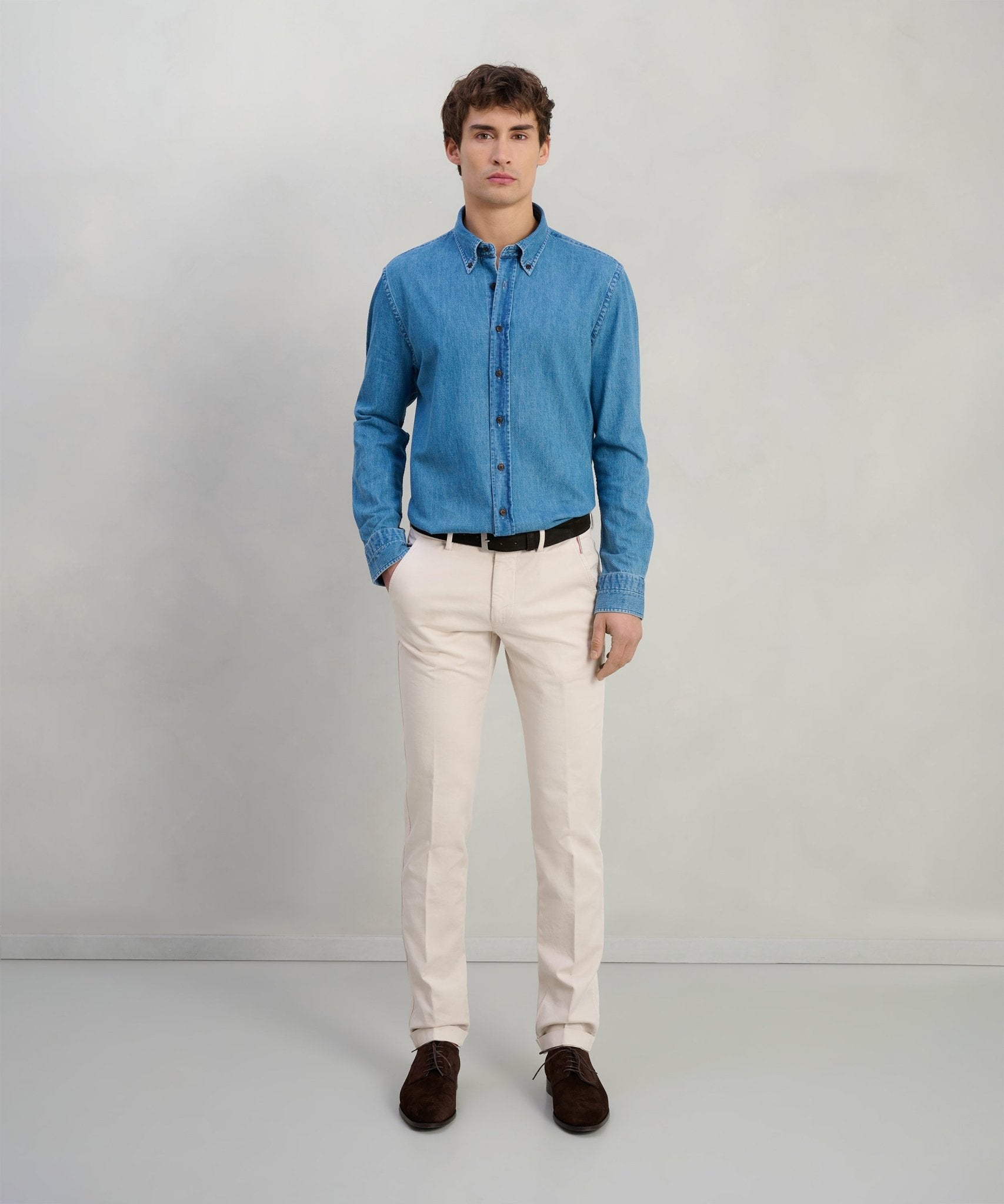 Mason's Knitted Torino chino katoen off - white - The Society Shop