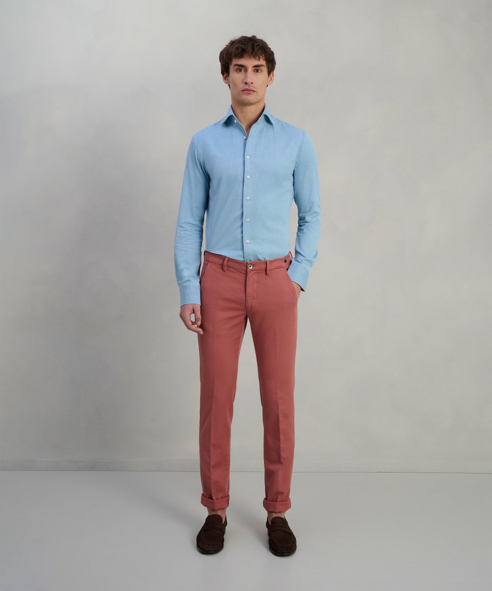 Mason's Knitted Torino chino katoen steenrood - The Society Shop