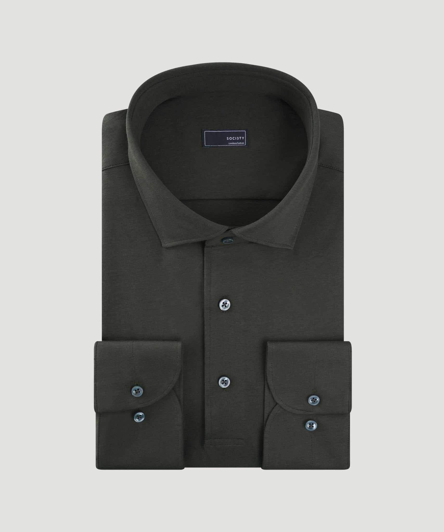 SOCI3TY Lange mouwen polo donkergroen katoen - The Society Shop