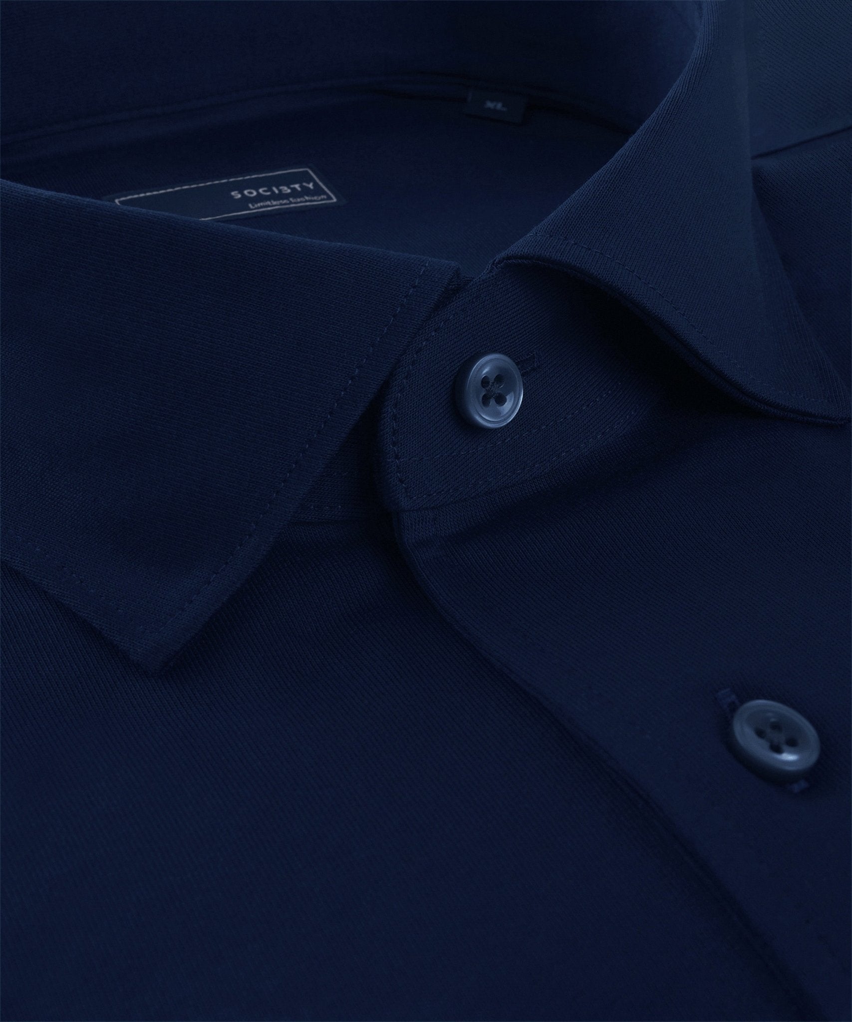 SOCI3TY Lange mouwen polo navy katoen - The Society Shop