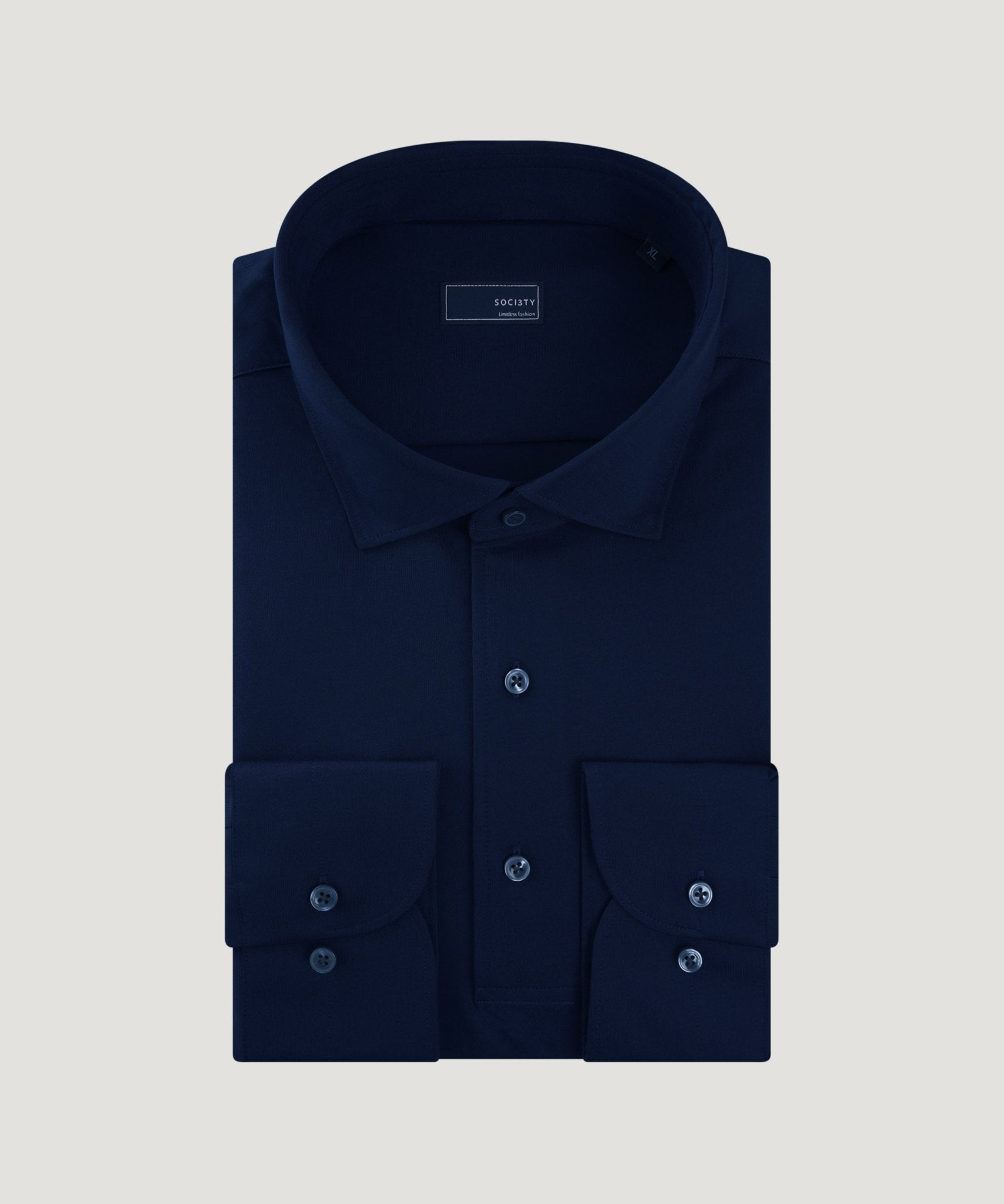 SOCI3TY Lange mouwen polo navy katoen - The Society Shop