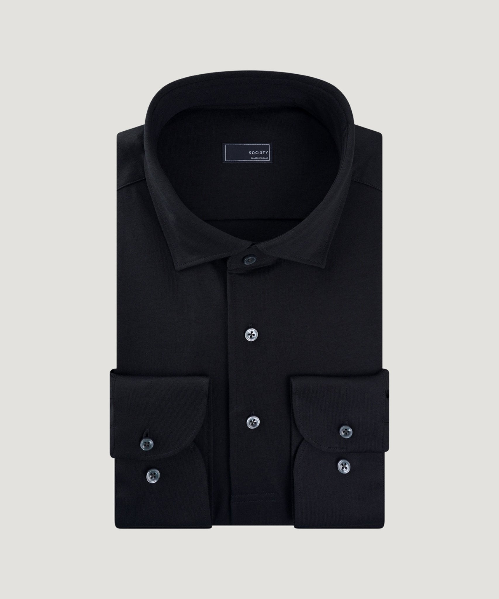 SOCI3TY Lange mouwen polo zwart katoen - The Society Shop