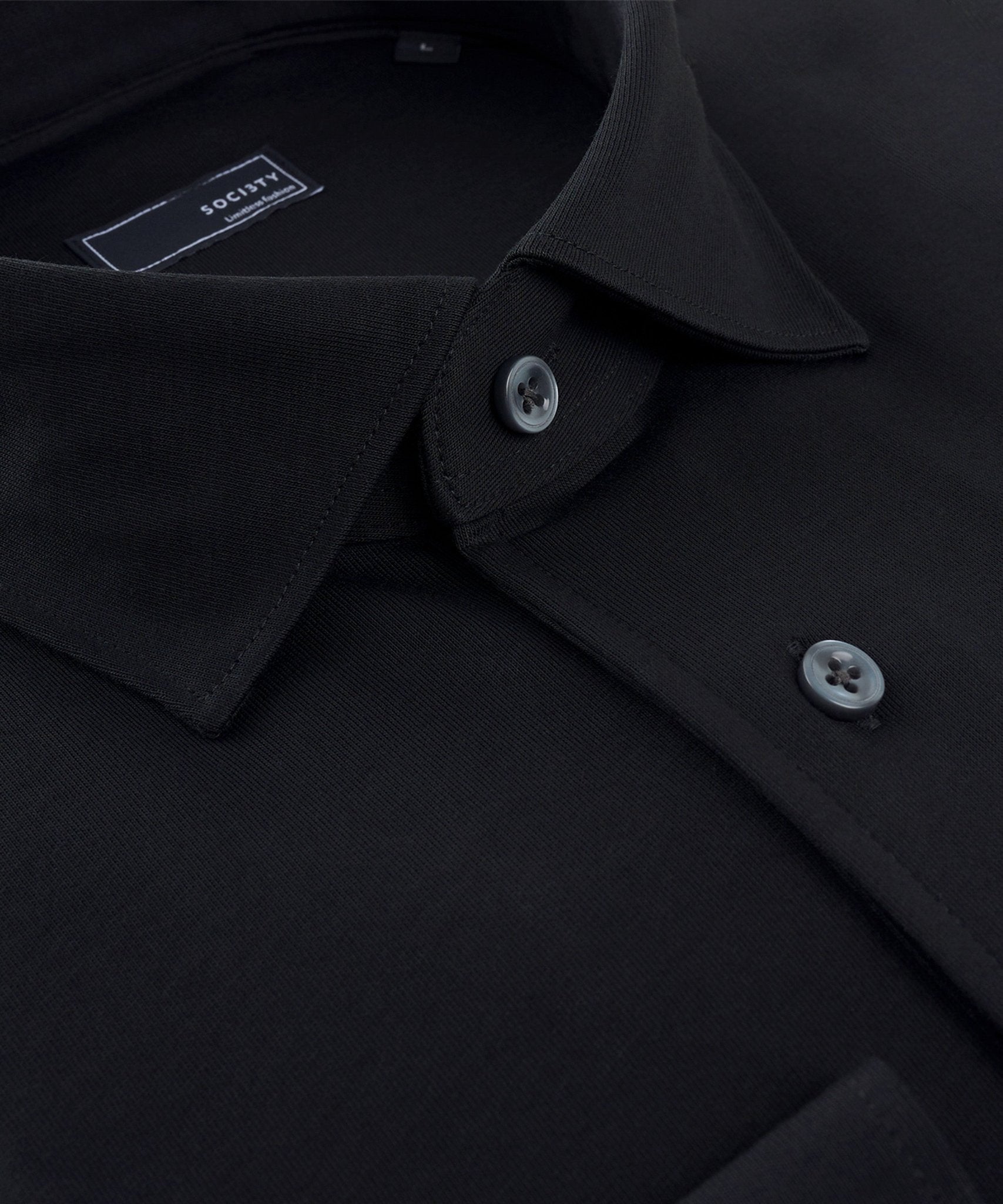 SOCI3TY Lange mouwen polo zwart katoen - The Society Shop