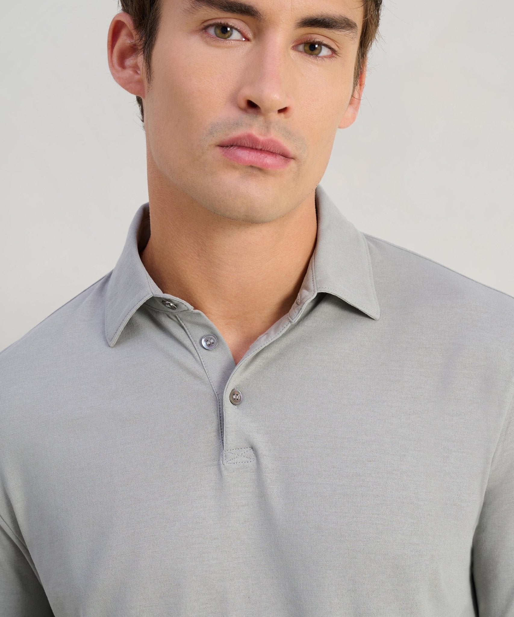 SOCI3TY Limited Long sleeve polo Cool Cotton lichtgrijs - THE SOCIETY SHOP
