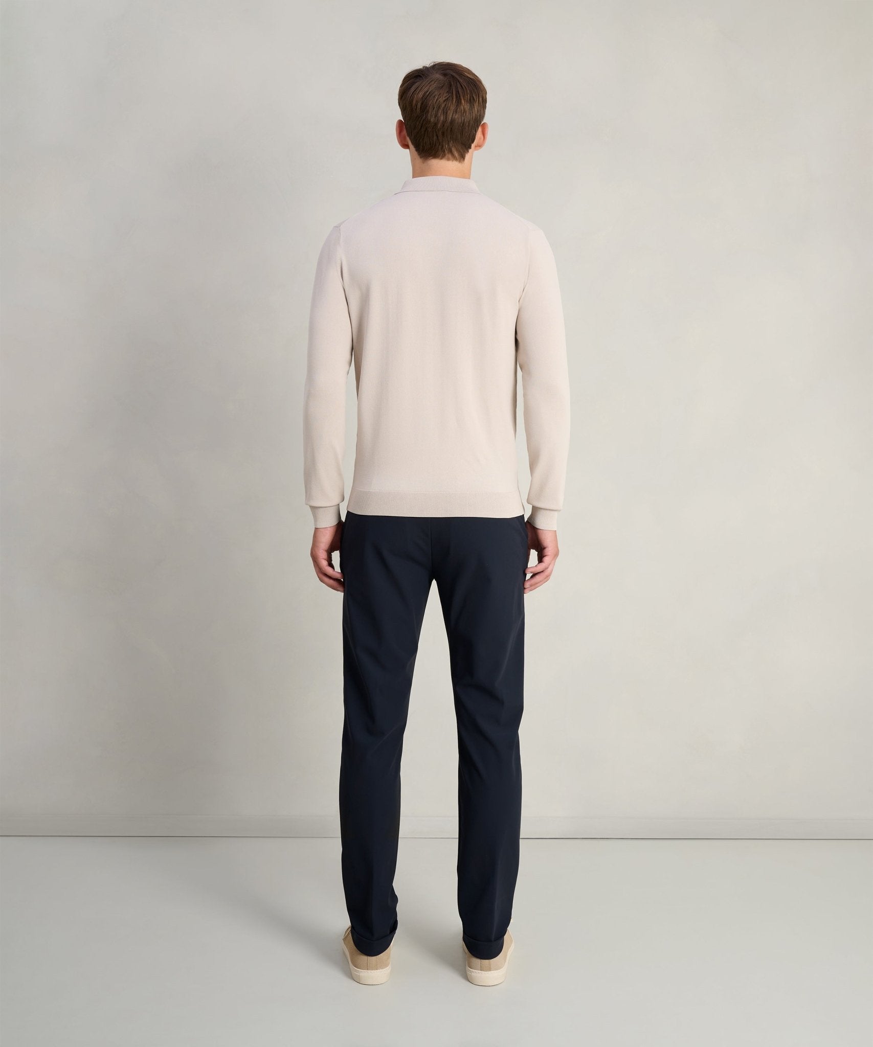 SOCI3TY Limited Long sleeve polo cool dry easy stretch beige - THE SOCIETY SHOP