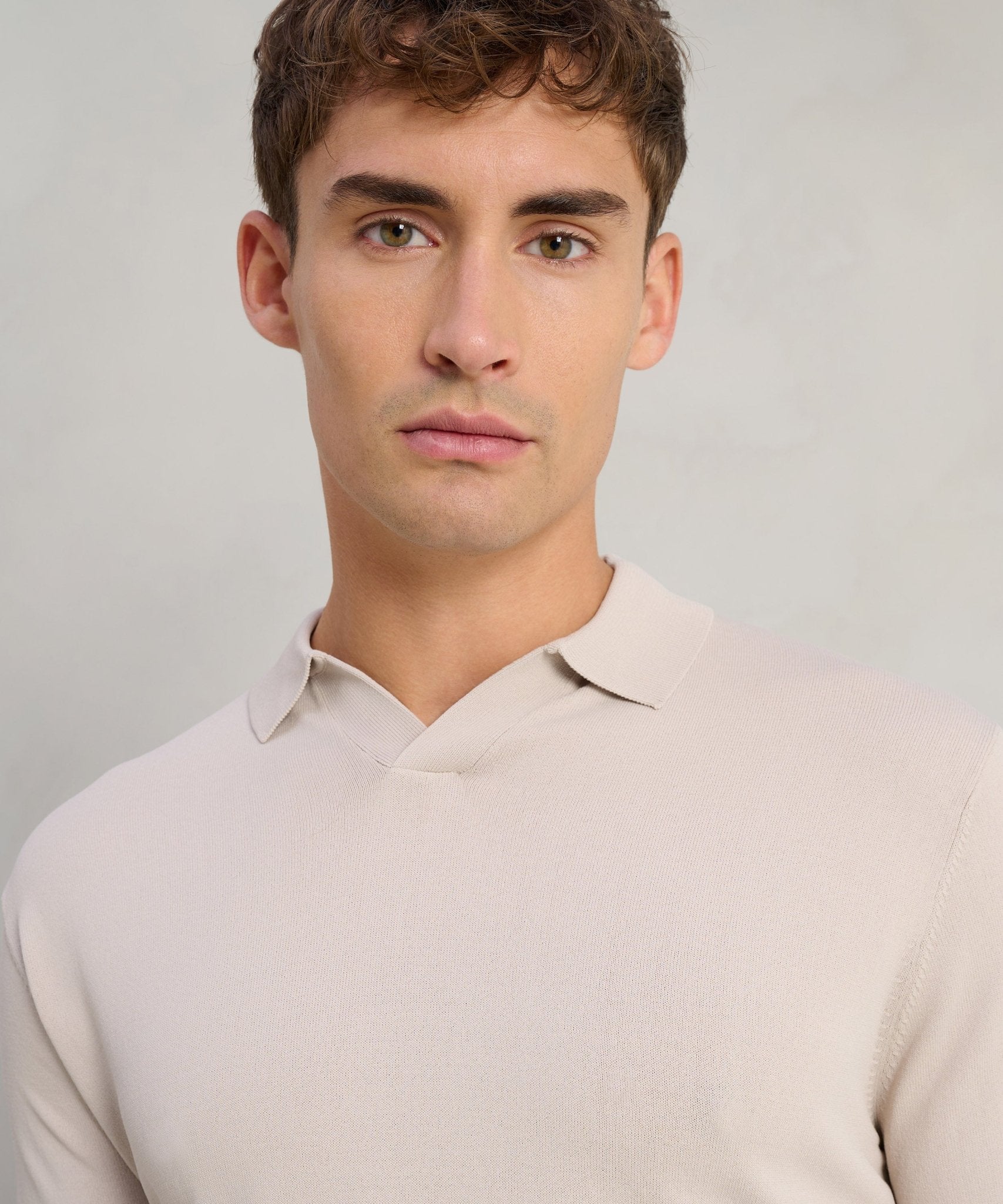 SOCI3TY Limited Long sleeve polo cool dry easy stretch beige - THE SOCIETY SHOP