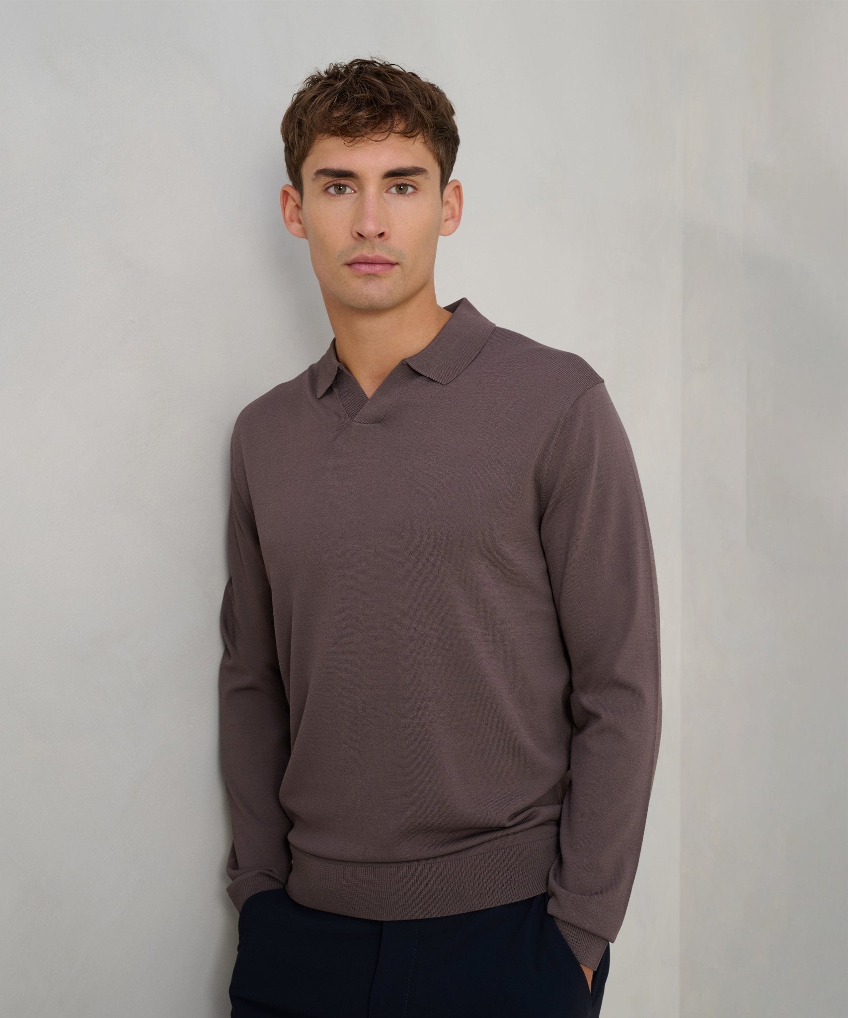 SOCI3TY Limited Long sleeve polo cool dry easy stretch donkerbruin - THE SOCIETY SHOP