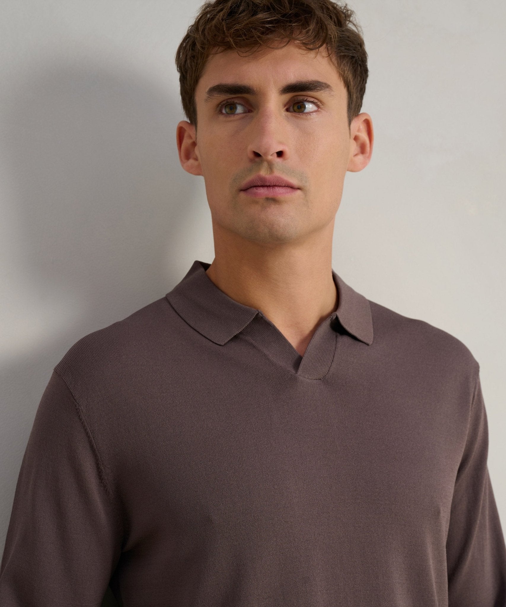 SOCI3TY Limited Long sleeve polo cool dry easy stretch donkerbruin - THE SOCIETY SHOP