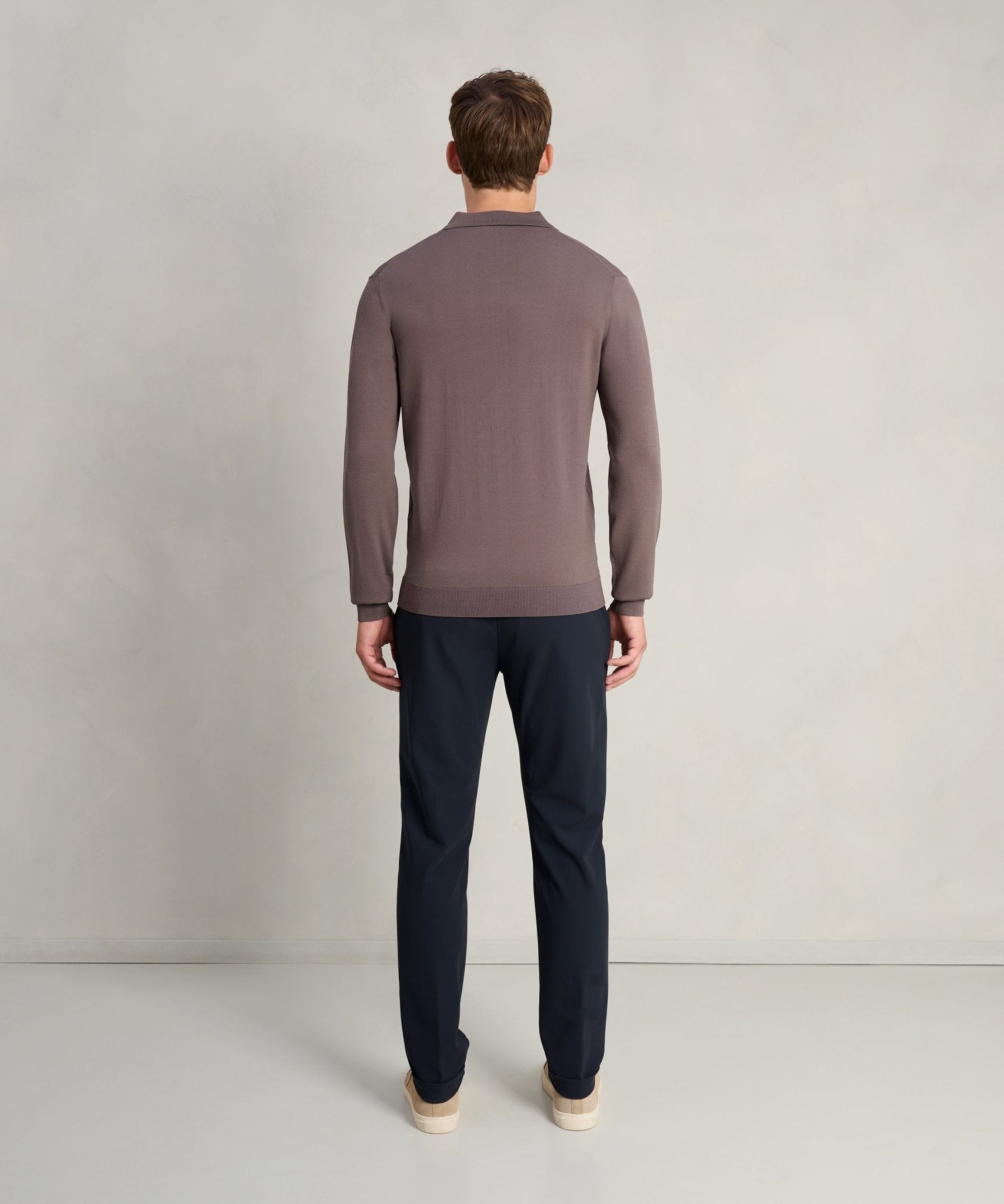 SOCI3TY Limited Long sleeve polo cool dry easy stretch donkerbruin - THE SOCIETY SHOP