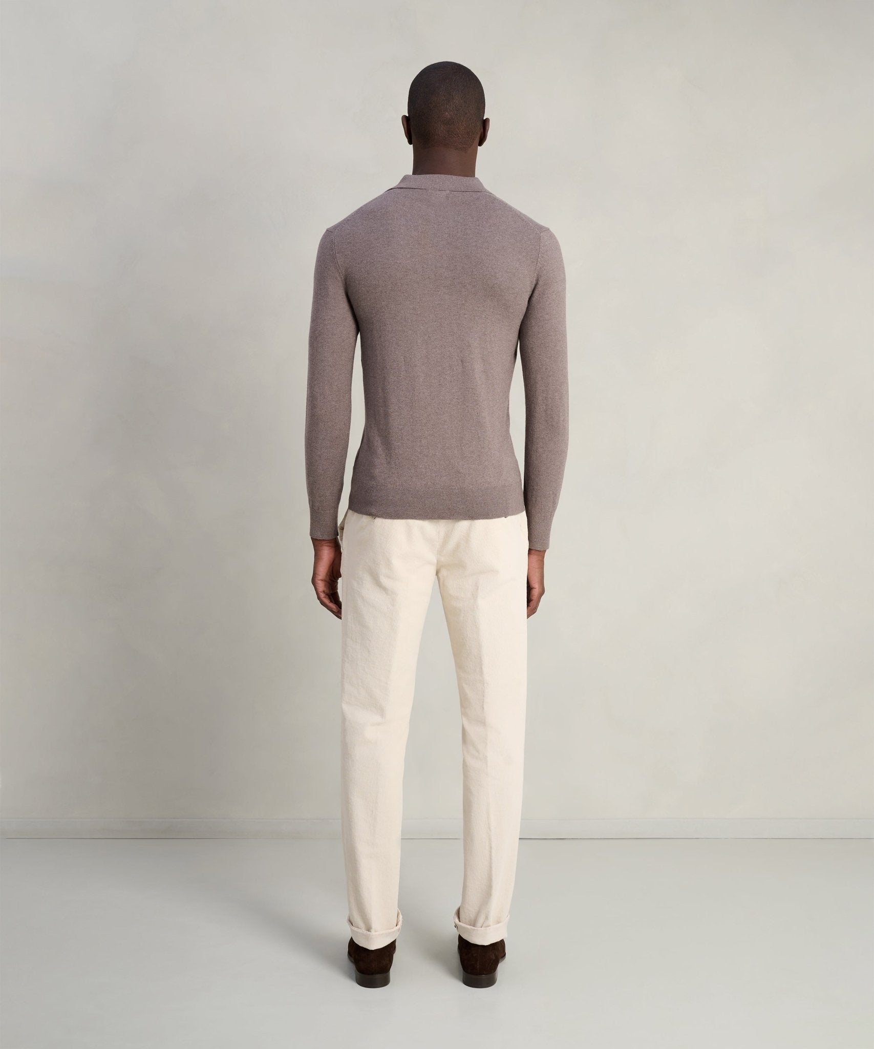 SOCI3TY Limited Long sleeve polo Cotton Cashmere bruin - THE SOCIETY SHOP
