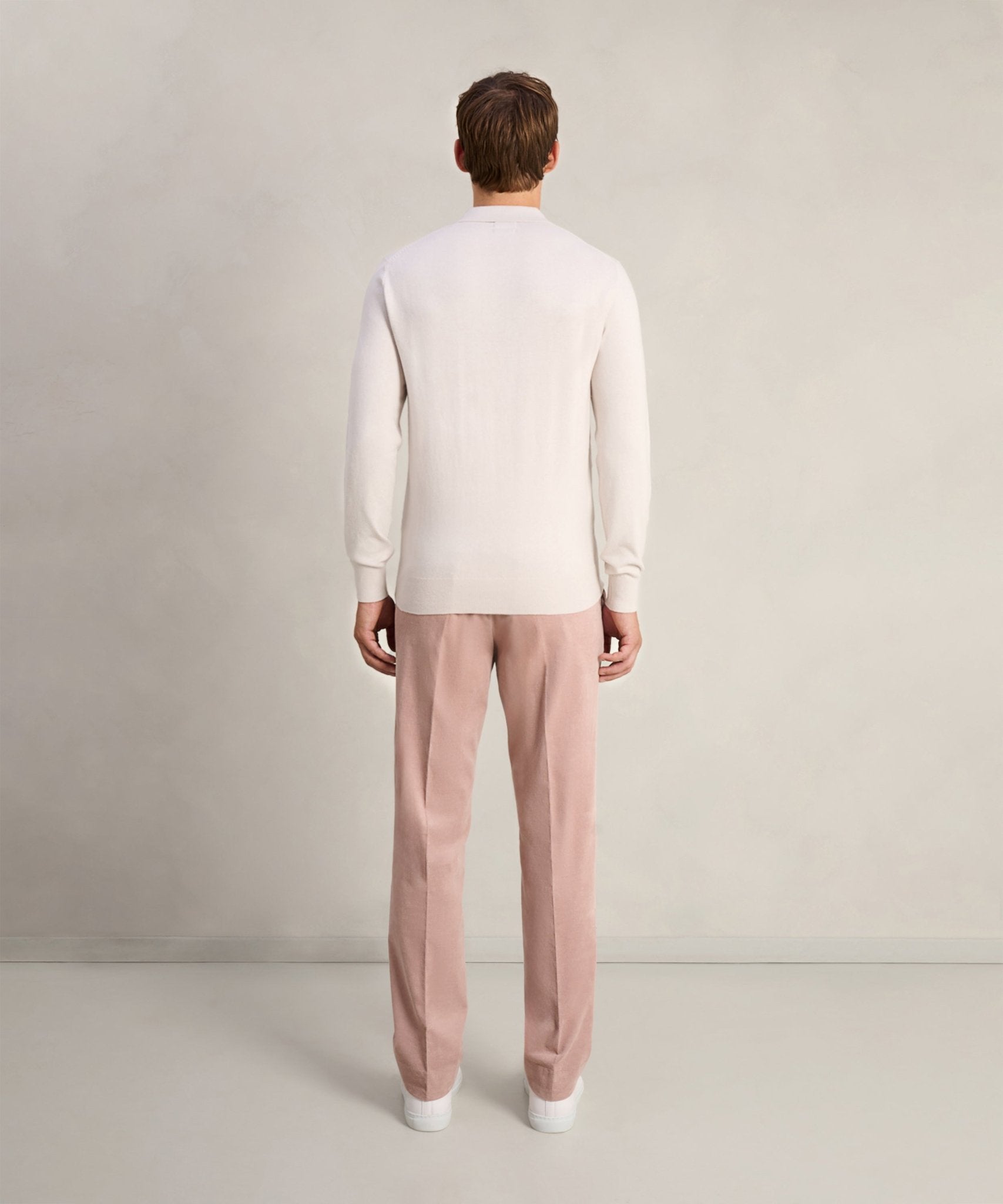 SOCI3TY Limited Long sleeve polo Cotton Cashmere chalk - THE SOCIETY SHOP