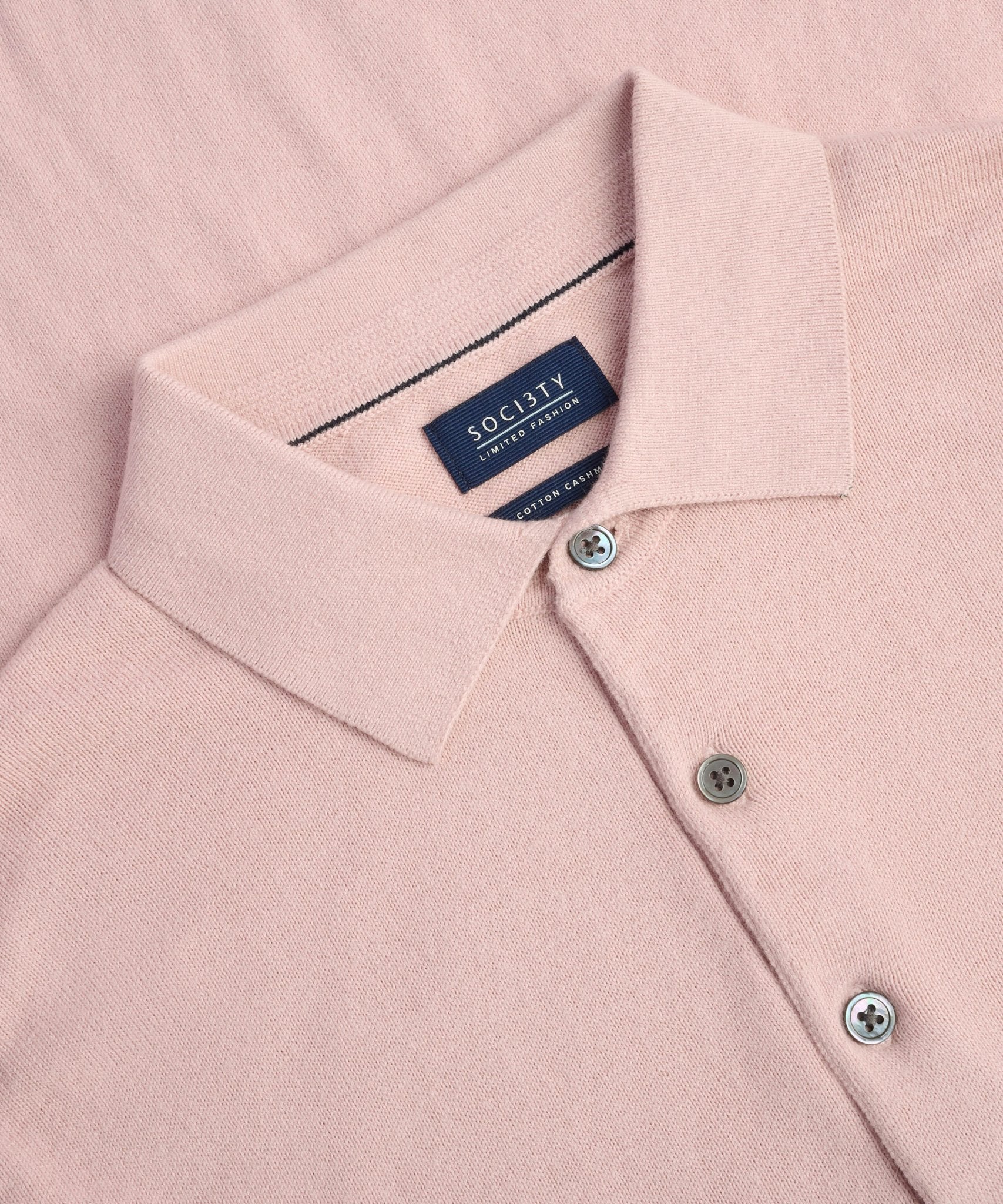 SOCI3TY Limited Long sleeve polo Cotton Cashmere comfy pink - THE SOCIETY SHOP