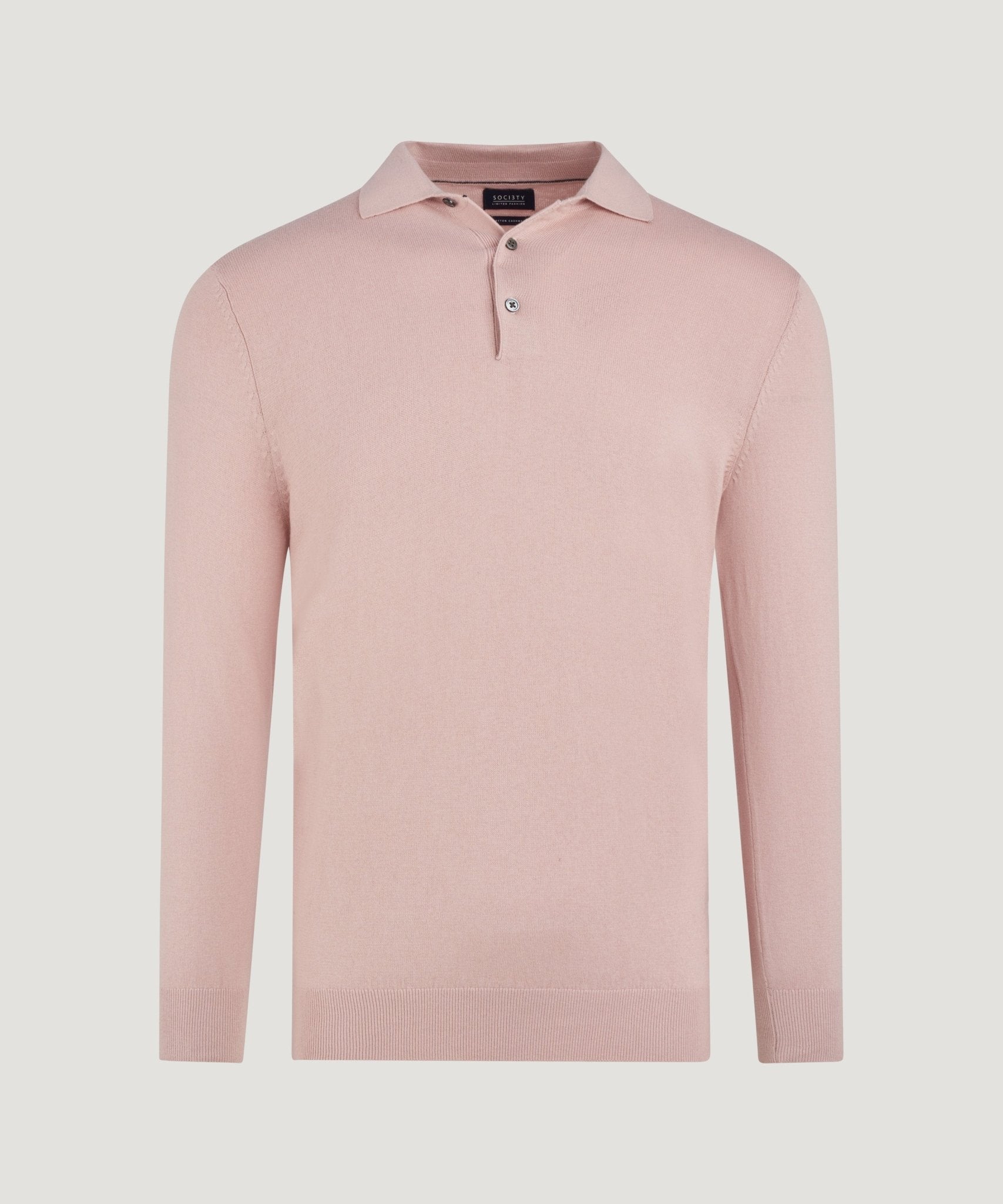 SOCI3TY Limited Long sleeve polo Cotton Cashmere comfy pink - THE SOCIETY SHOP