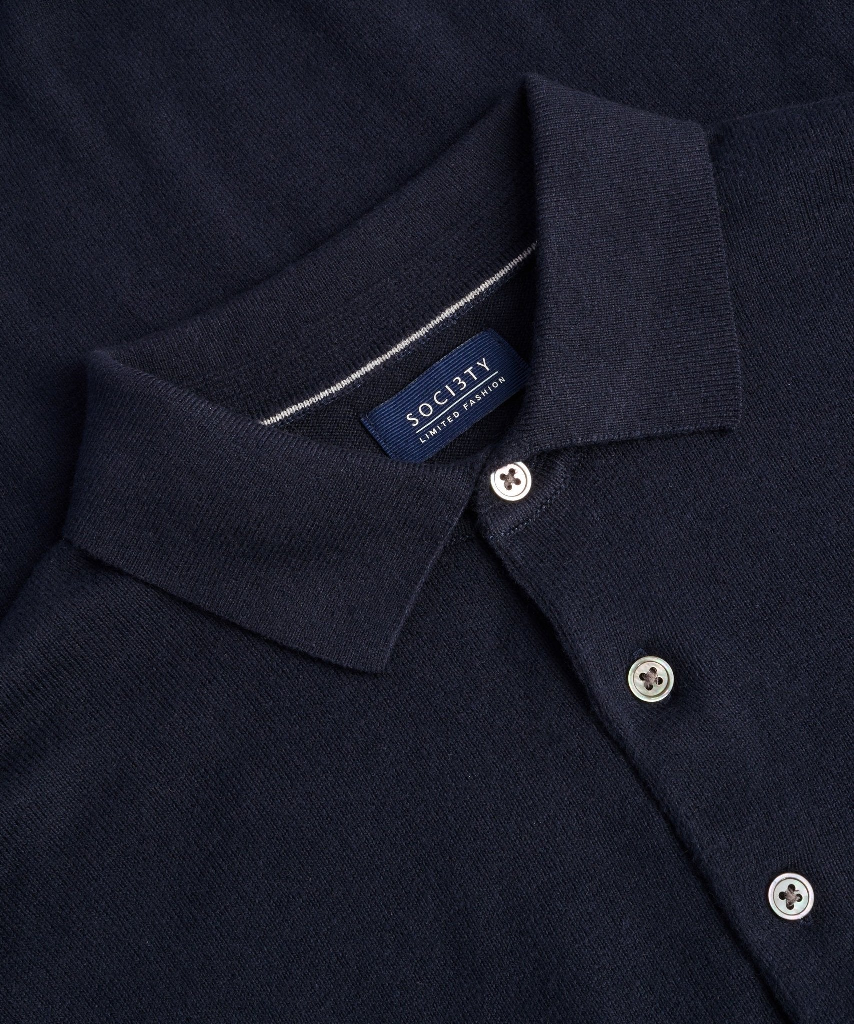 SOCI3TY Limited Long sleeve polo Cotton Cashmere donkerblauw - THE SOCIETY SHOP