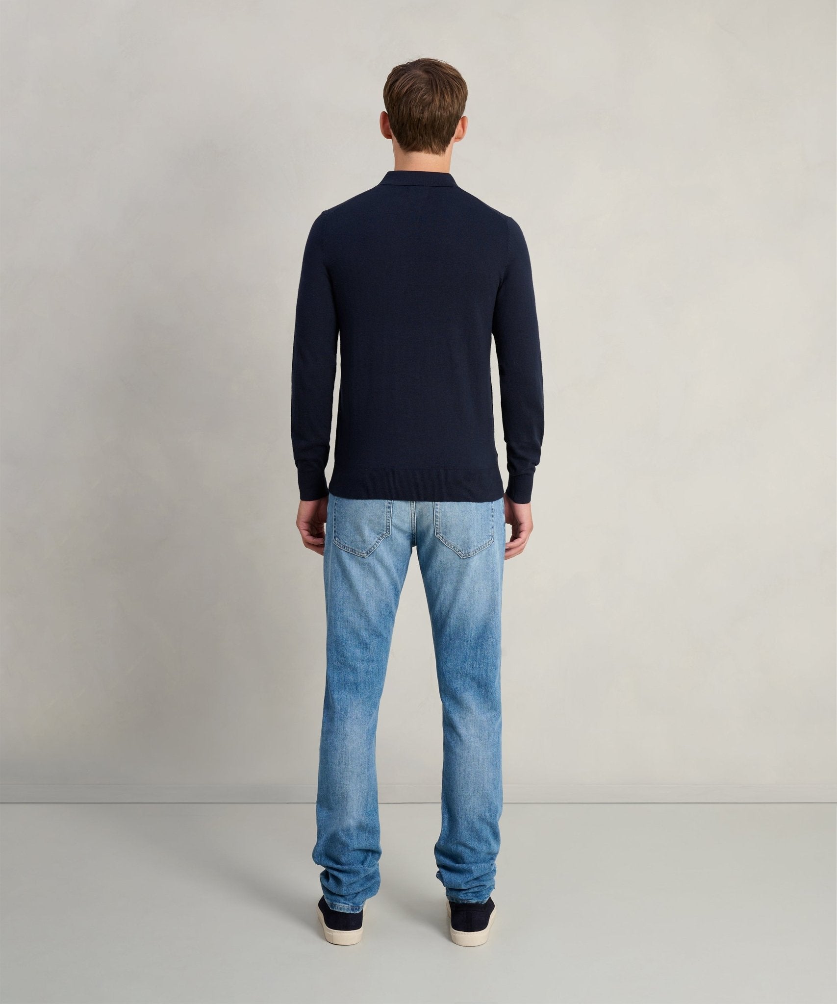 SOCI3TY Limited Long sleeve polo Cotton Cashmere donkerblauw - THE SOCIETY SHOP