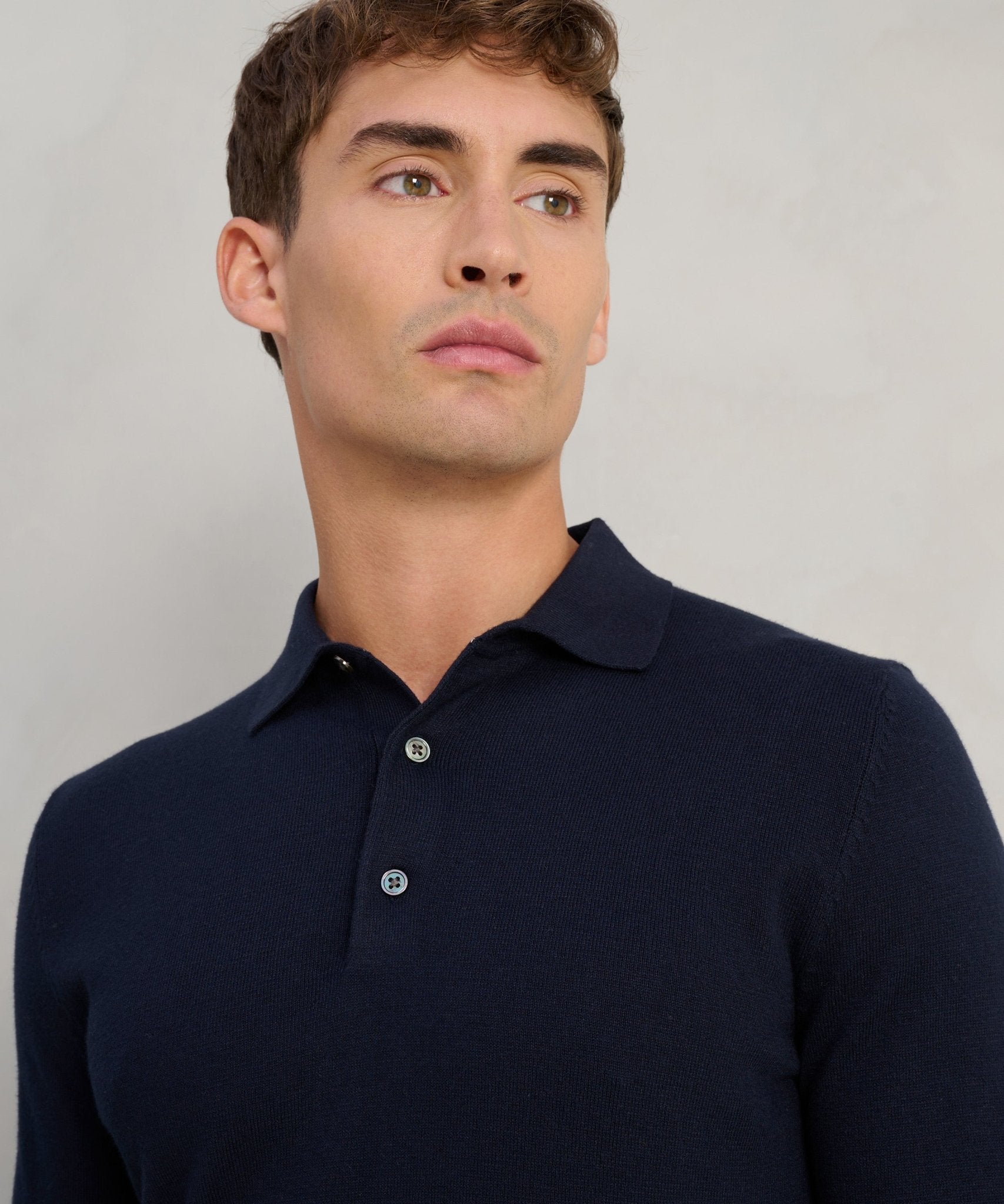 SOCI3TY Limited Long sleeve polo Cotton Cashmere donkerblauw - THE SOCIETY SHOP