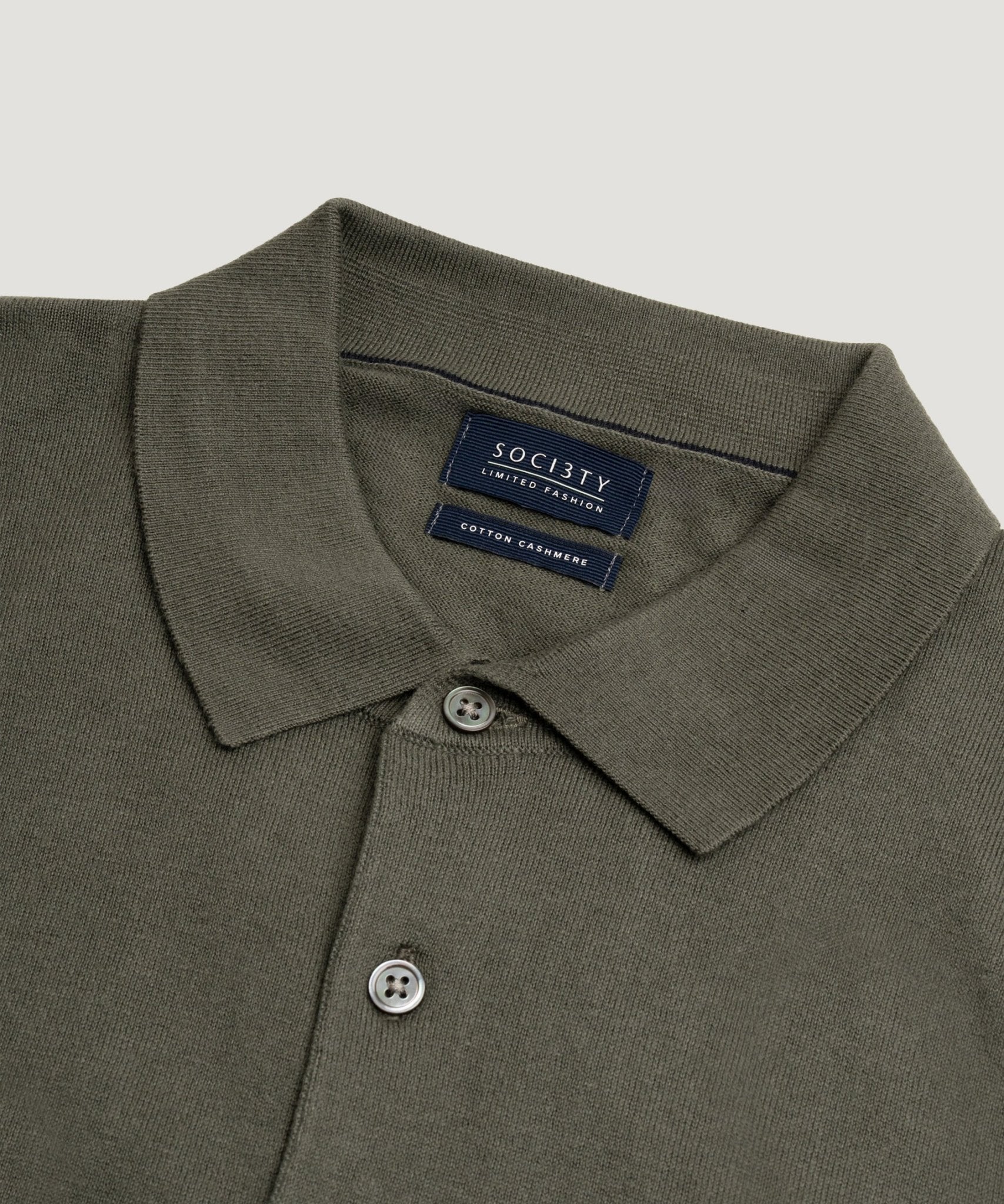 SOCI3TY Limited Fashion Long sleeve polo Cotton Cashmere donkergroen - THE SOCIETY SHOP